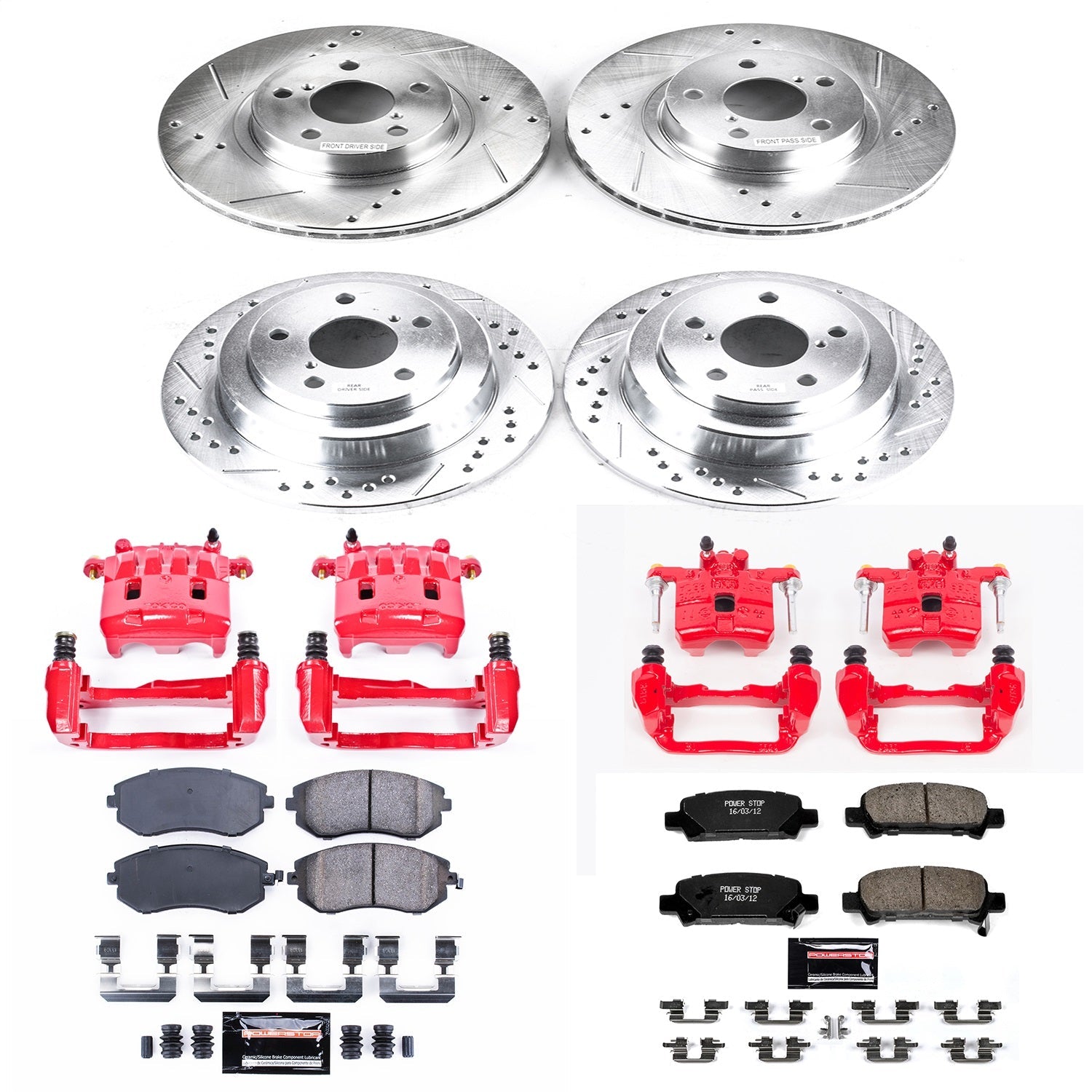 PowerStop Front & Rear Z23 Evolution Sport Brake Kit w/ Calipers | Subaru Impreza (02-03) (KC6109)