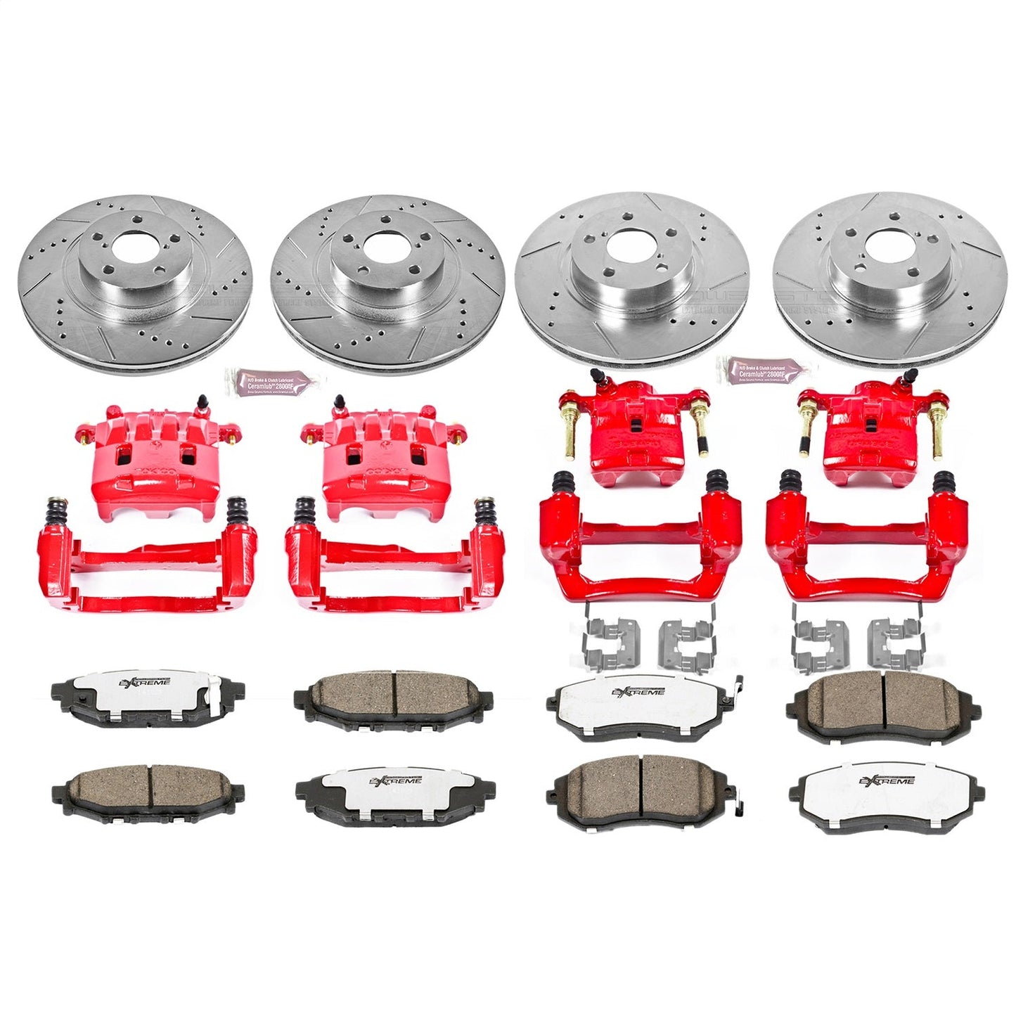 PowerStop Front & Rear Z26 Street Warrior Brake Kit w/ Calipers | Subaru Impreza (08-10) (KC6110-26)