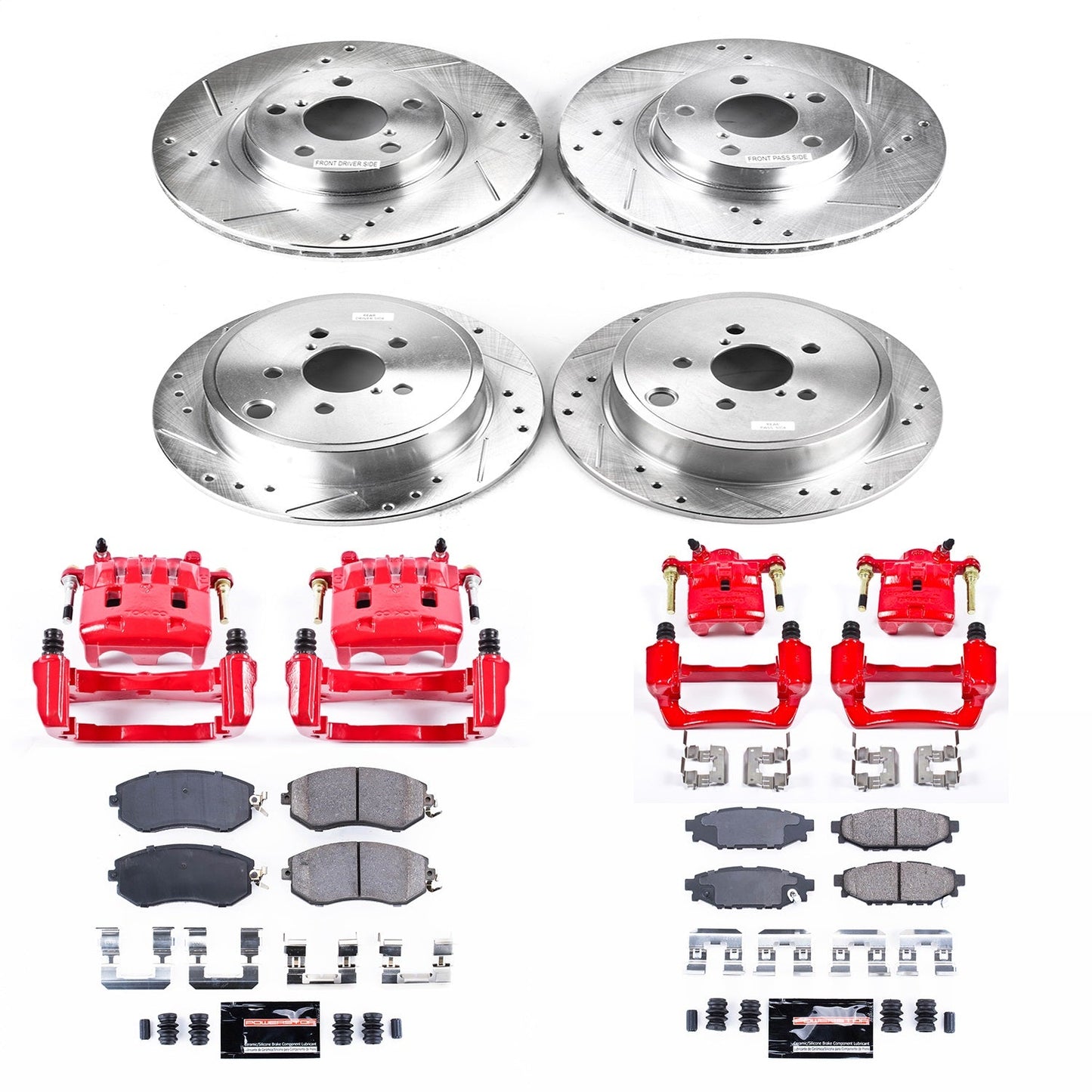 PowerStop Front & Rear Z23 Evolution Sport Brake Kit w/ Calipers | Subaru Impreza 2011 (KC6112)