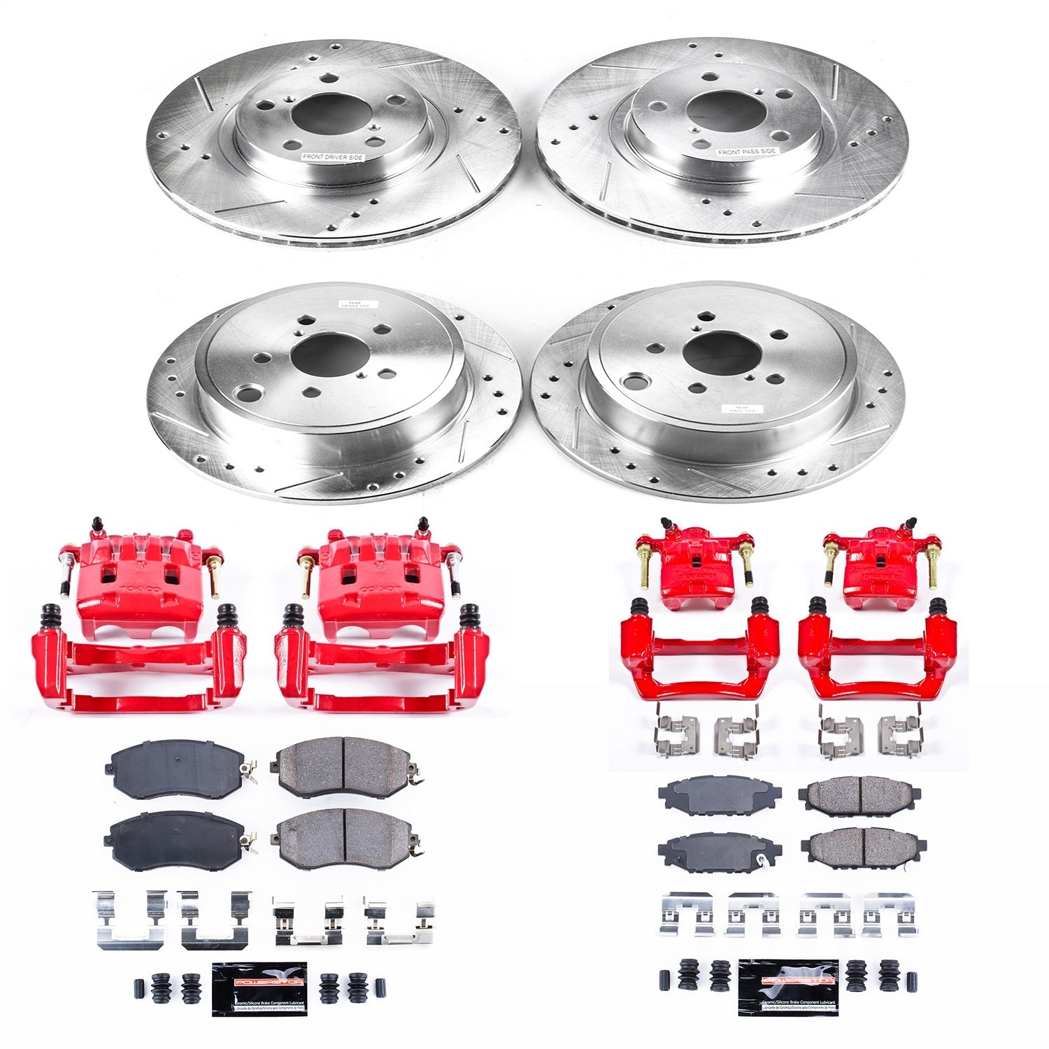 PowerStop Front & Rear Z23 Evolution Sport Brake Kit w/ Calipers | Subaru Impreza 2011 (KC6112)