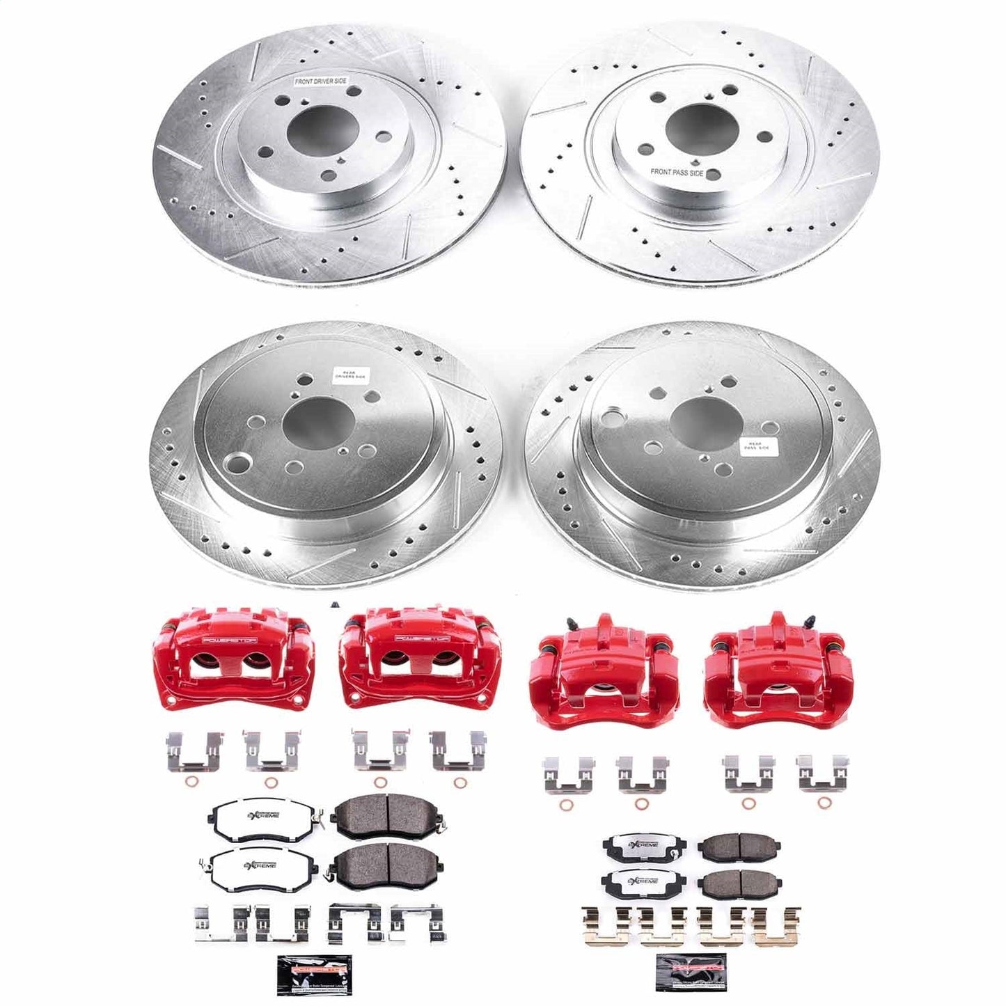 PowerStop Front & Rear Z26 Street Warrior Brake Kit w/ Calipers | Scion FR-S (13-16) (KC6164-26)