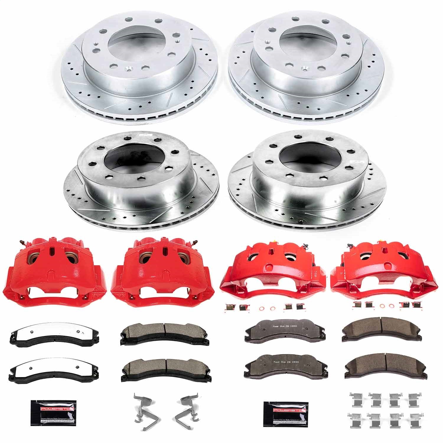 PowerStop Front & Rear Z36 Truck & Tow Kit with Calipers | 2012–2019 Chevrolet Silverado 3500 HD (KC6260-36)