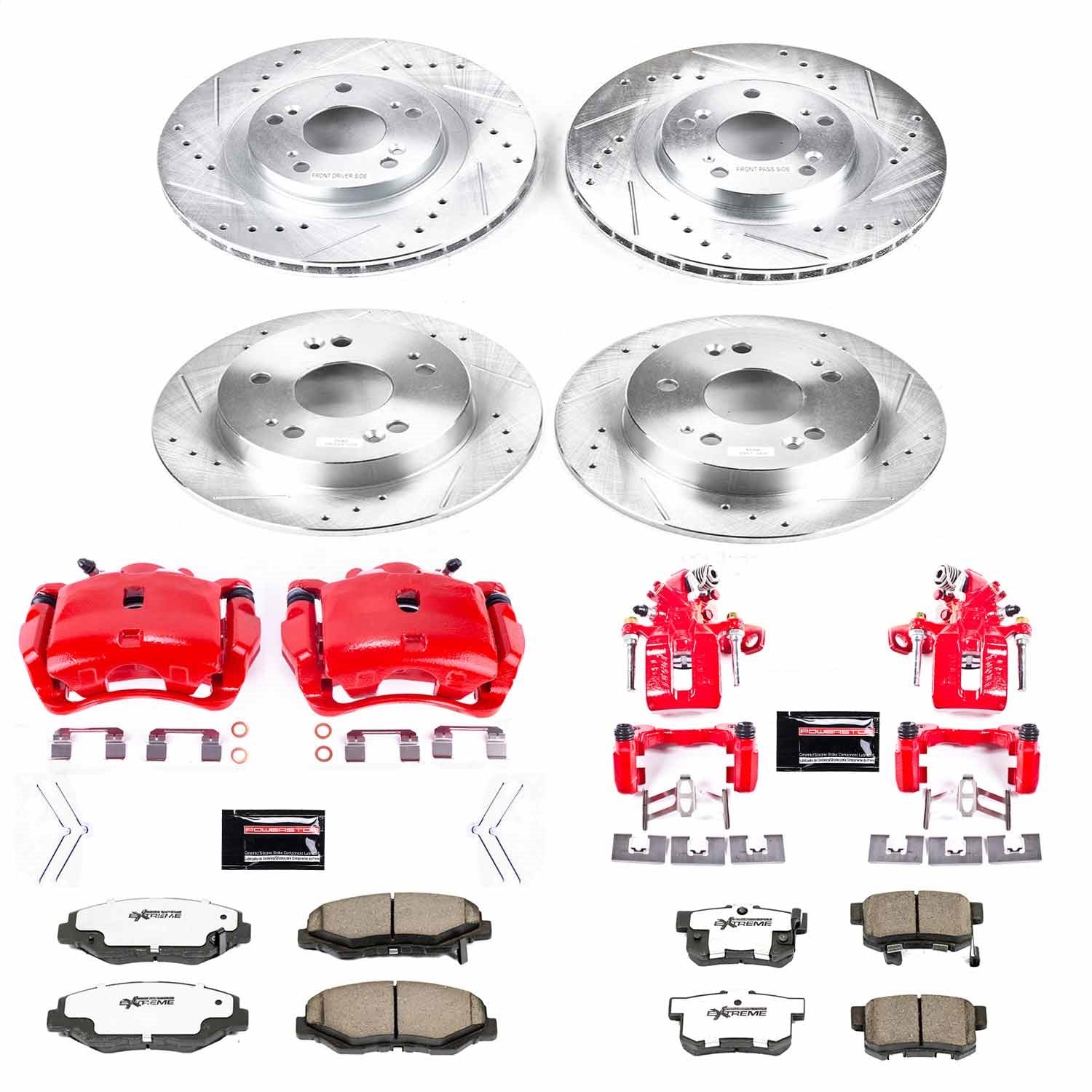 PowerStop Front & Rear Z26 Street Warrior Brake Kit w/ Calipers | Honda Civic (12-15) (KC6327-26)