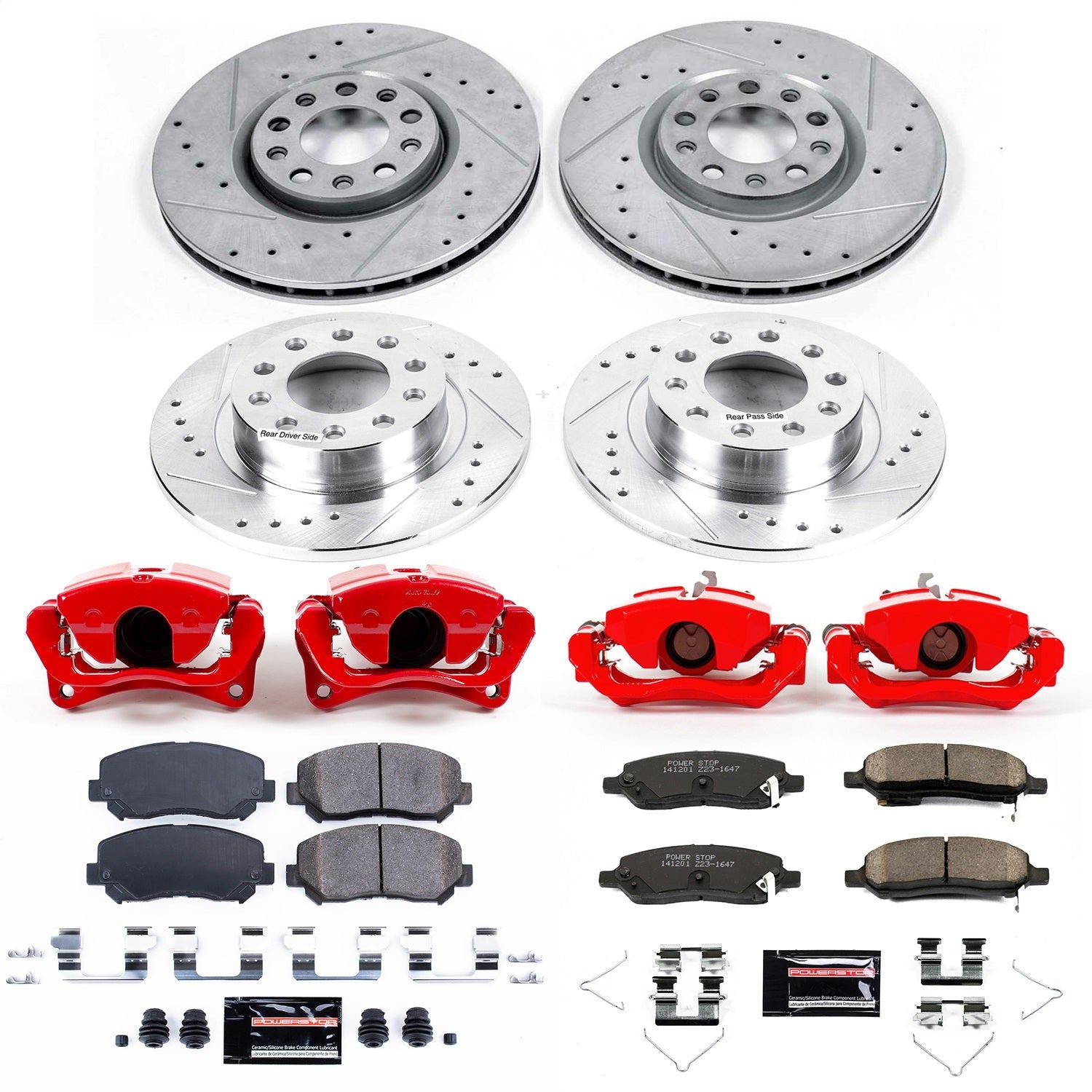 PowerStop Front & Rear Z23 Evolution Sport Brake Kit with Calipers | 2013–2016 Dodge Dart (KC6373)
