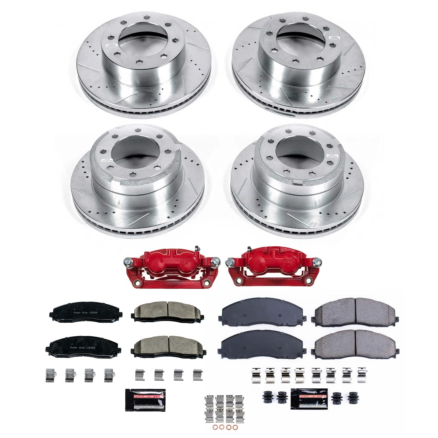 PowerStop Front and Rear Z23 Evolution Kit with Calipers | 2013–2022 Ford F-350 Super Duty (KC6405)