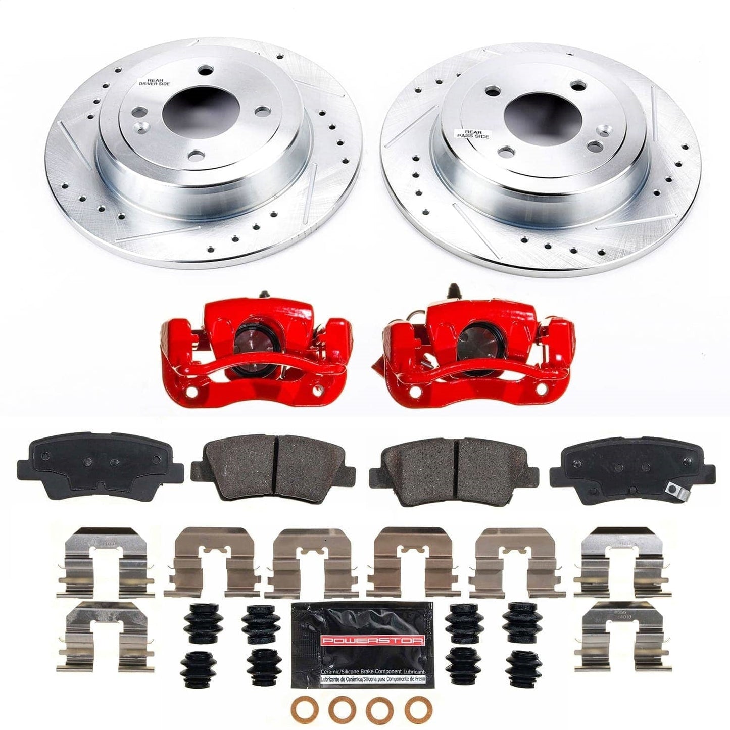 PowerStop Rear Z23 Evolution Kit with Calipers | 2012–2017 Kia Rio (KC6507A)