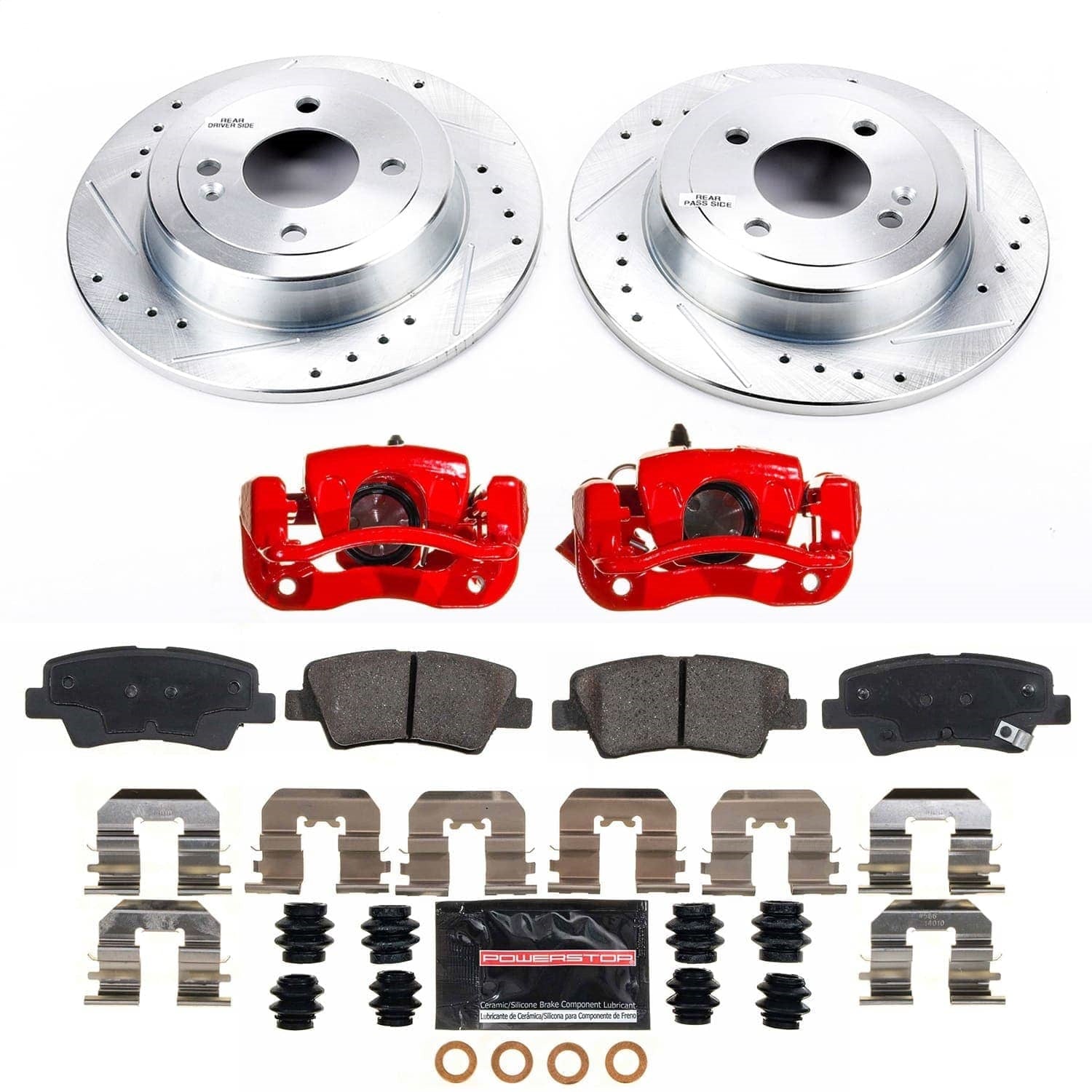 PowerStop Rear Z23 Evolution Kit with Calipers | 2012–2017 Kia Rio (KC6507A)