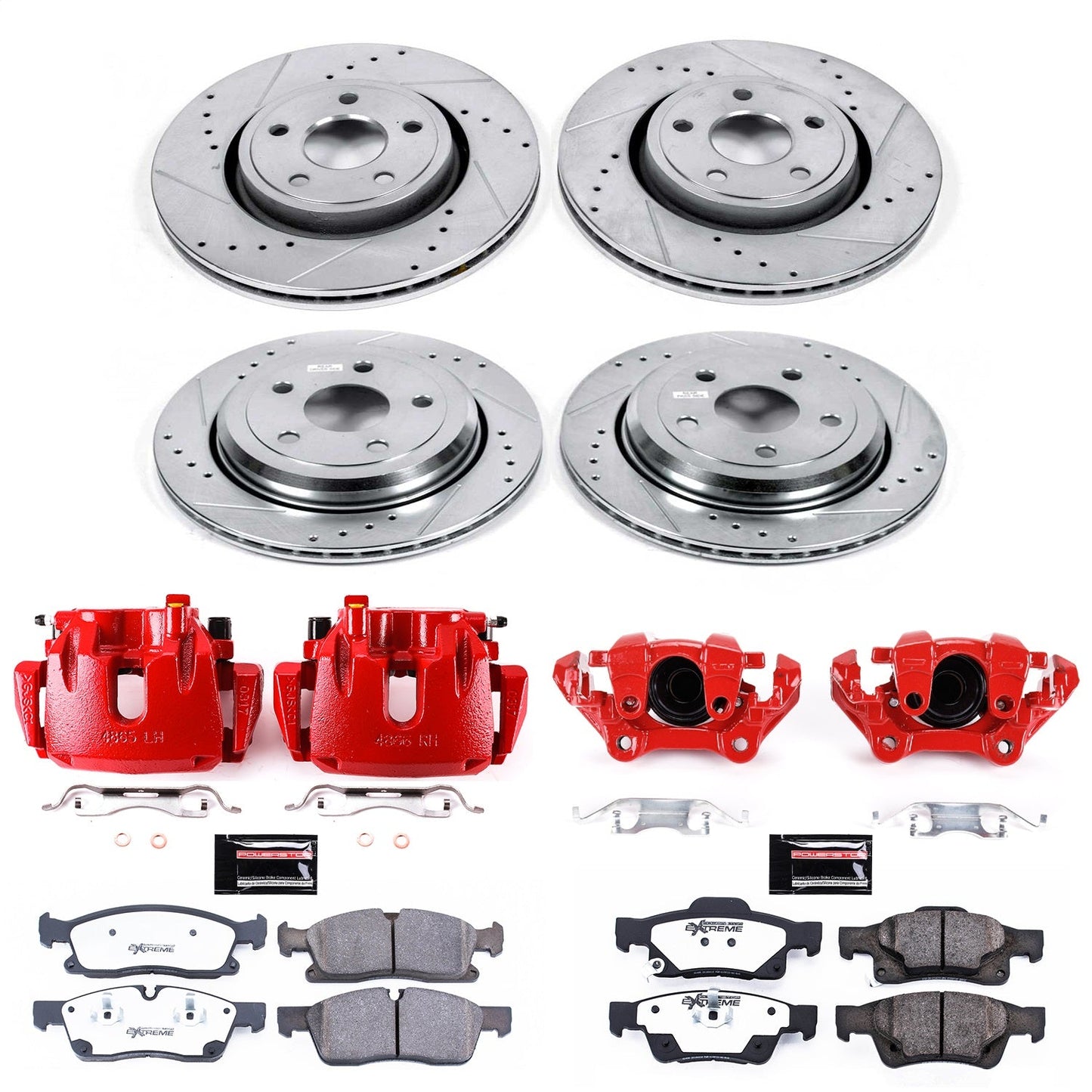 PowerStop Front and Rear Z36 Truck & Tow Kit with Calipers | 2013–2015 Jeep Grand Cherokee (KC6537-36)