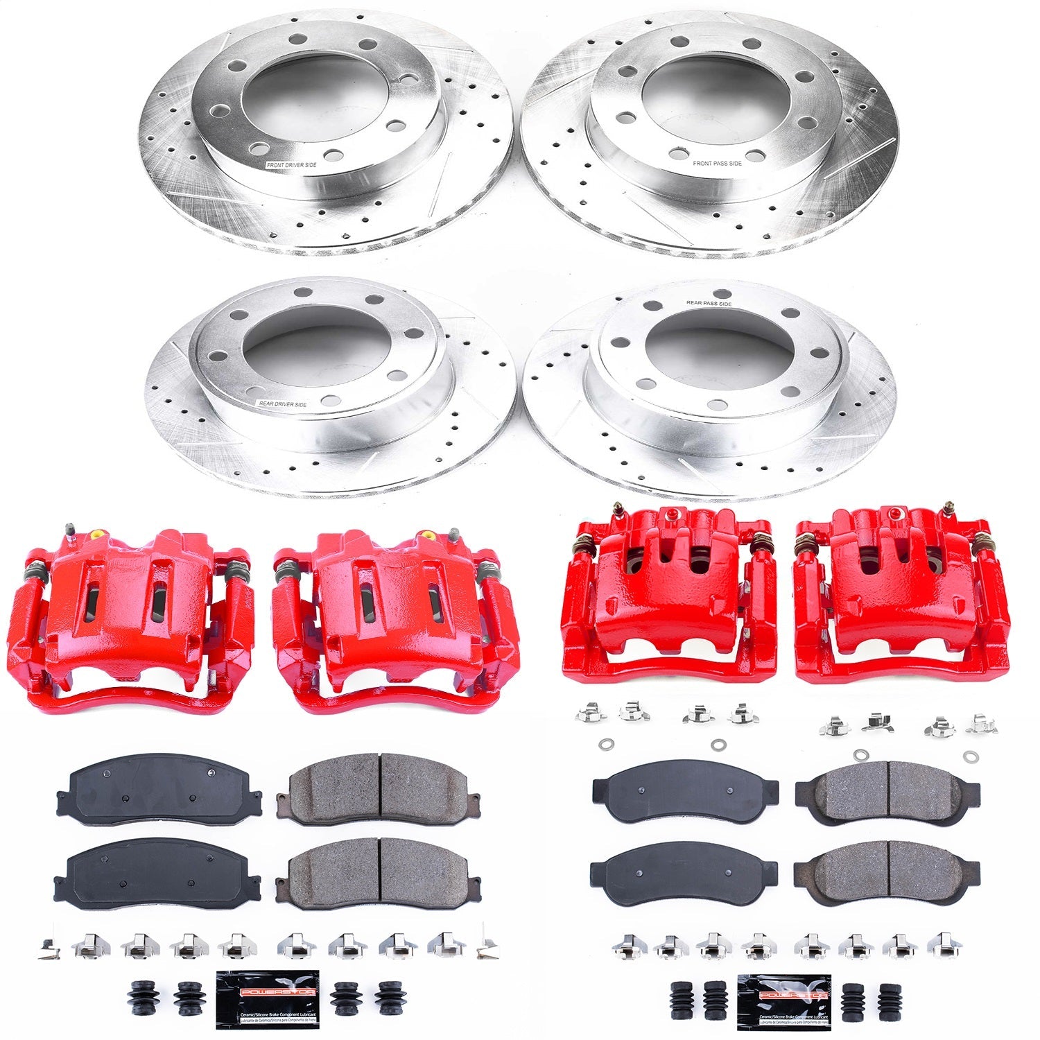 PowerStop Front & Rear Z23 Evolution Kit with Calipers | 2012–2013 Ford F-250 Super Duty (KC6547)