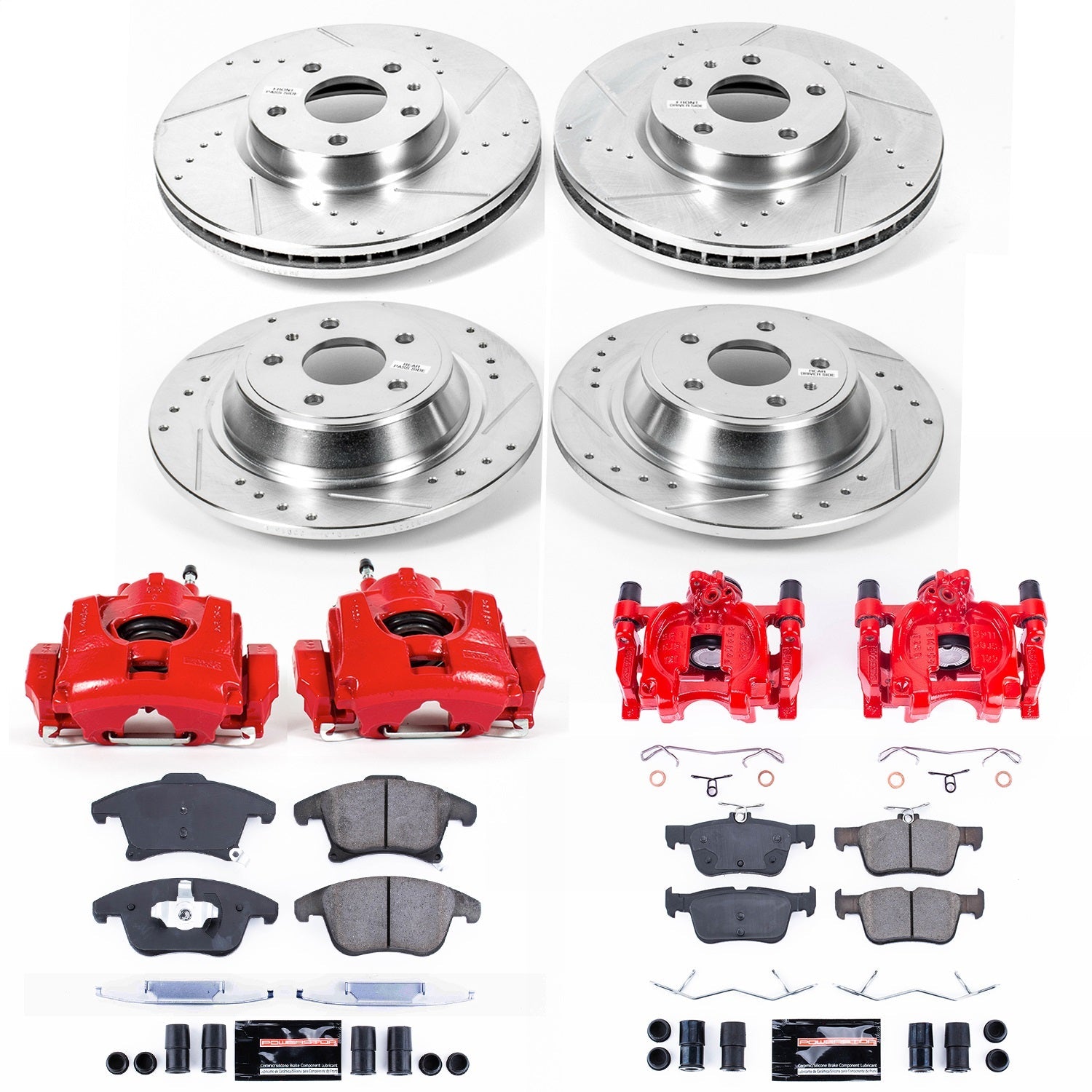 PowerStop Front & Rear Z23 Evolution Sport Brake Kit with Calipers | 2013–2019 Ford Fusion (KC6556A)