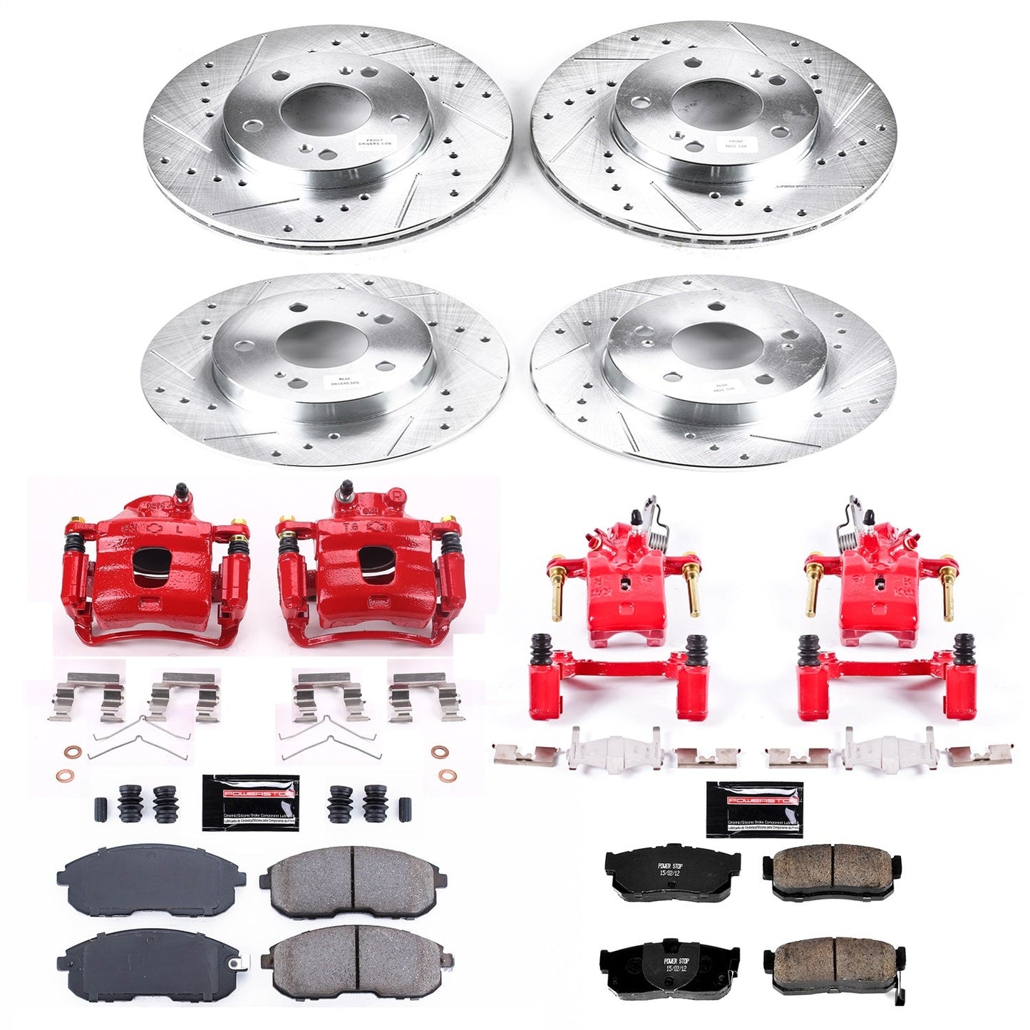 PowerStop Front & Rear Z23 Evolution Sport Brake Kit with Calipers | 1996–1999 Infiniti I30 (KC662)