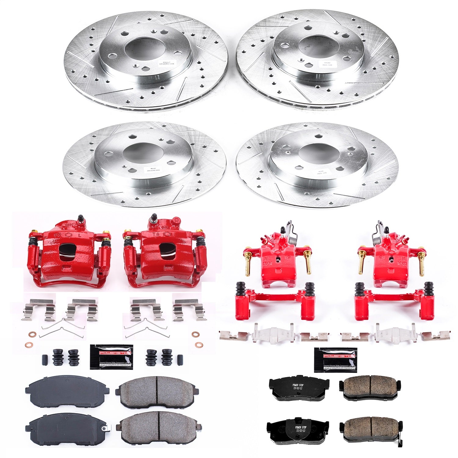 PowerStop Front & Rear Z23 Evolution Sport Brake Kit with Calipers | 1996–1999 Infiniti I30 (KC662)