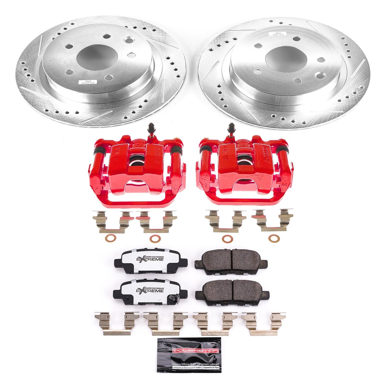 PowerStop Rear Z26 Street Warrior Brake Kit with Calipers | 2011–2019 Nissan Leaf (KC6761A-26)