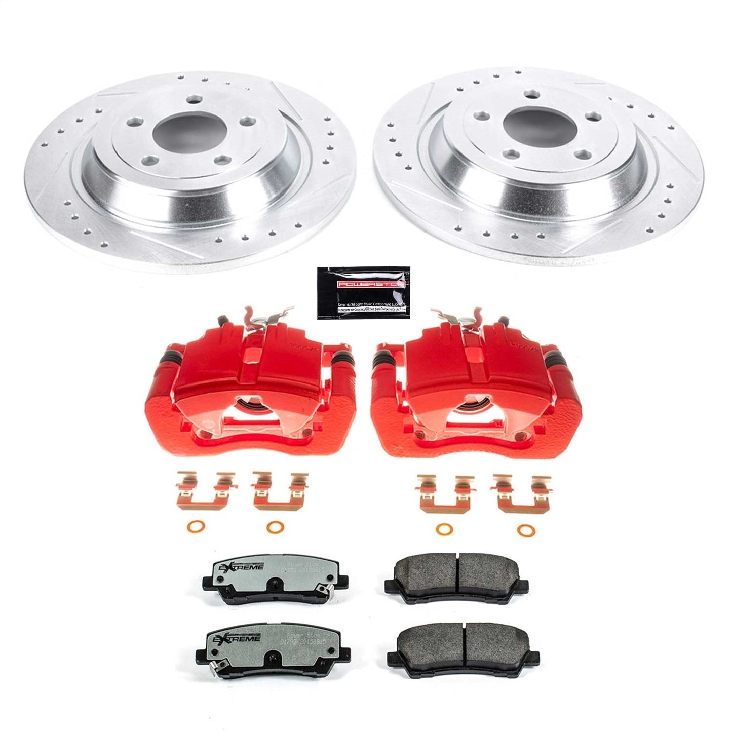 PowerStop Rear Brake Kit with Calipers | 2015–2019 Ford Mustang (KC6813-26)