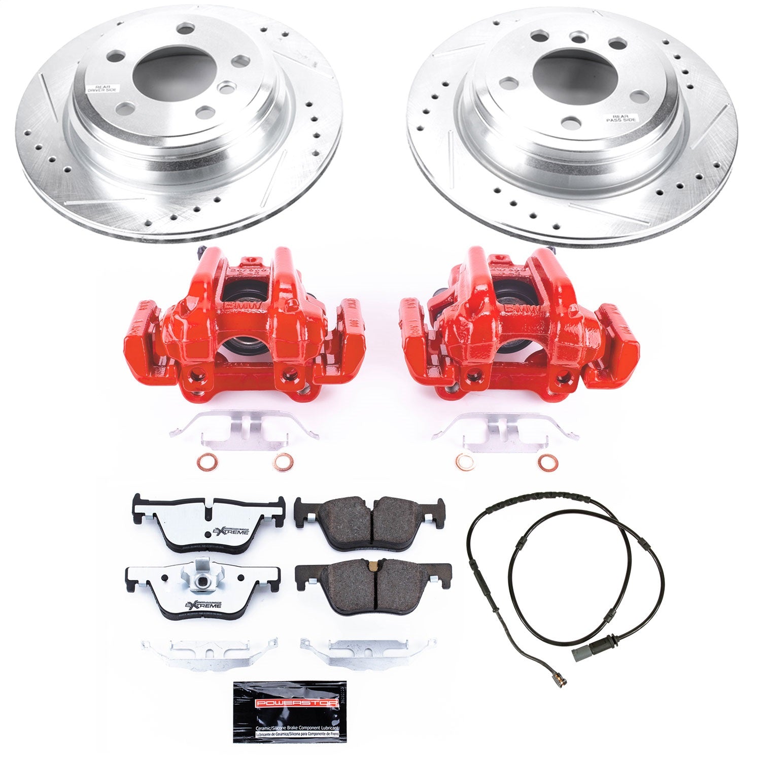 PowerStop Rear Z26 Street Warrior Brake Kit with Calipers | 2013–2018 BMW 320i xDrive (KC6852-26)