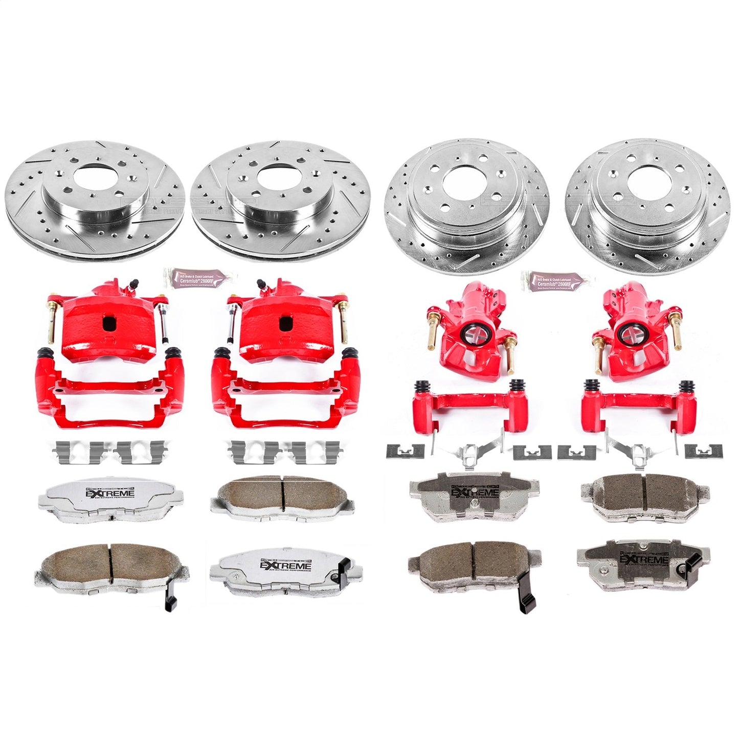 PowerStop Front & Rear Z26 Street Warrior Brake Kit with Calipers | 1999–2000 Honda Civic (KC691-26)