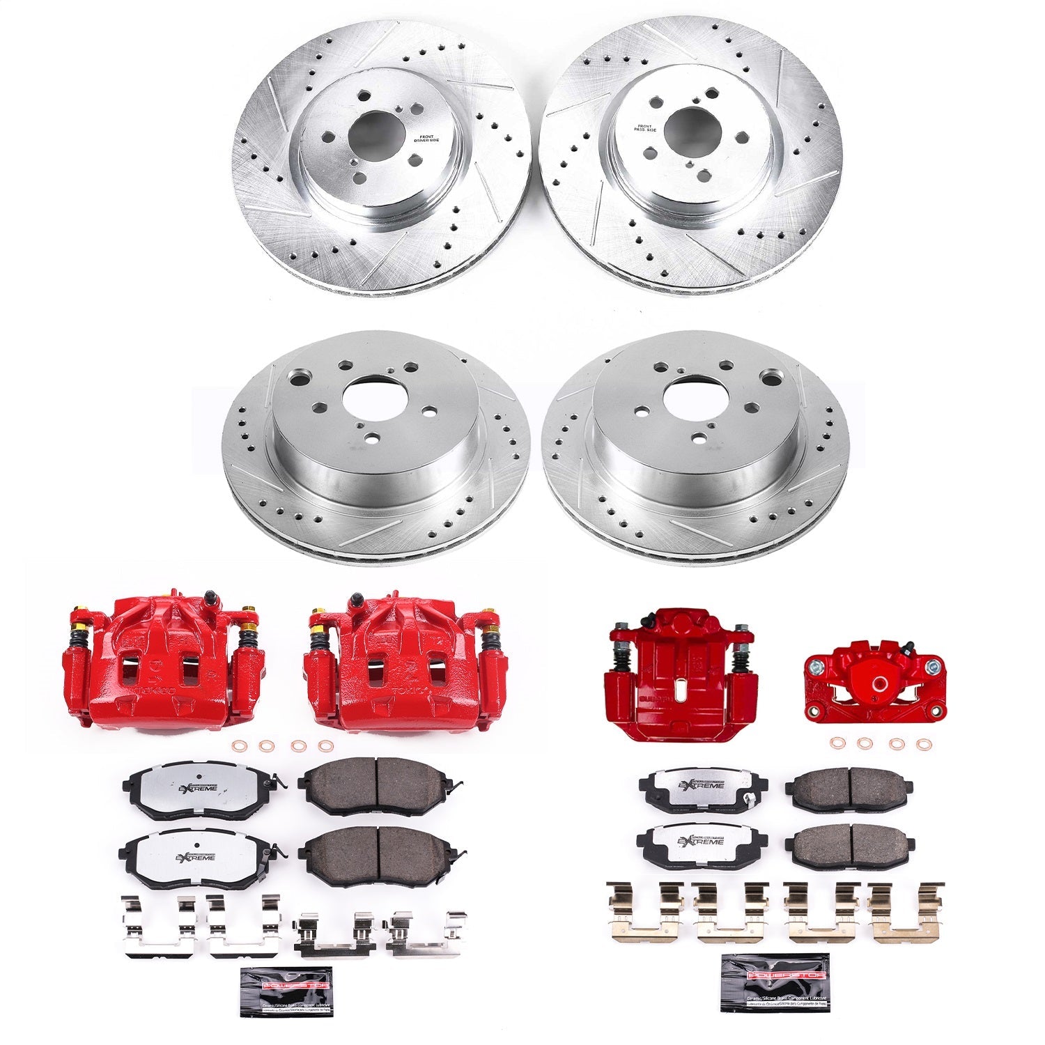 PowerStop Front & Rear Z26 Street Warrior Brake Kit with Calipers | 2014–2018 Subaru Forester (KC6931A-26)