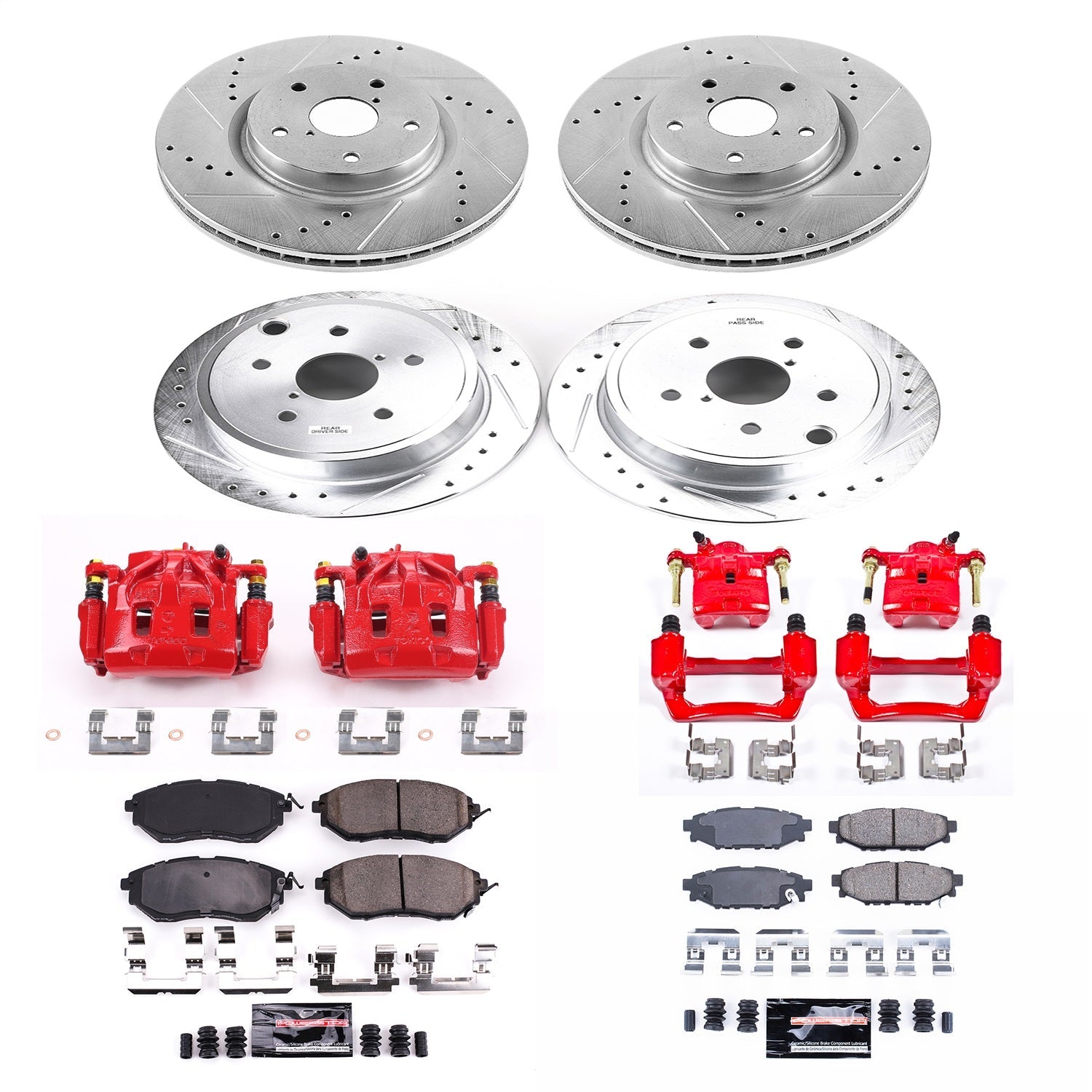 PowerStop Front & Rear Z23 Evolution Sport Brake Kit with Calipers | 2015–2019 Subaru WRX (KC6932)