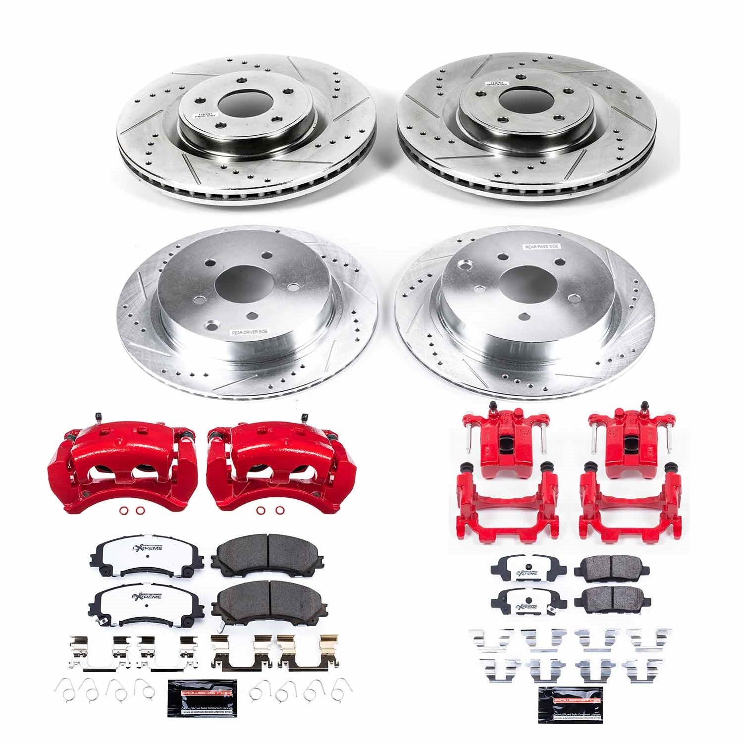 PowerStop Front and Rear Z26 Street Kit with Calipers | 2017 Infiniti Q60 (KC6943-26)