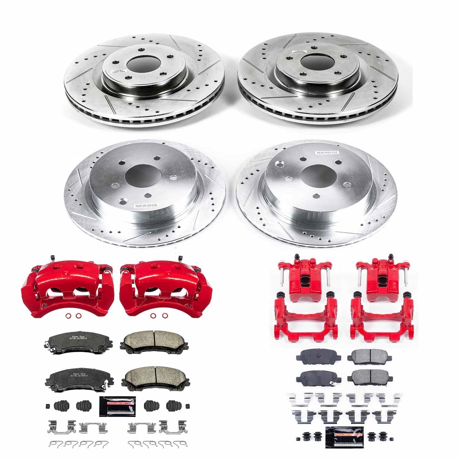 PowerStop Front & Rear Z23 Evolution Sport Brake Kit with Calipers | 2014–2017 Infiniti Q50 (KC6943)