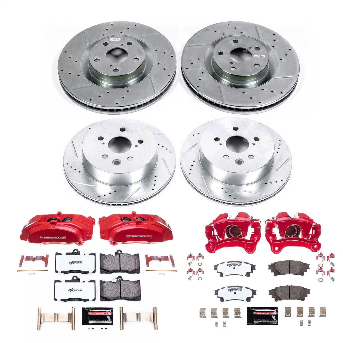 PowerStop Front and Rear Z26 Street Kit with Calipers | 2014–2015 Lexus IS350 (KC6947-26)