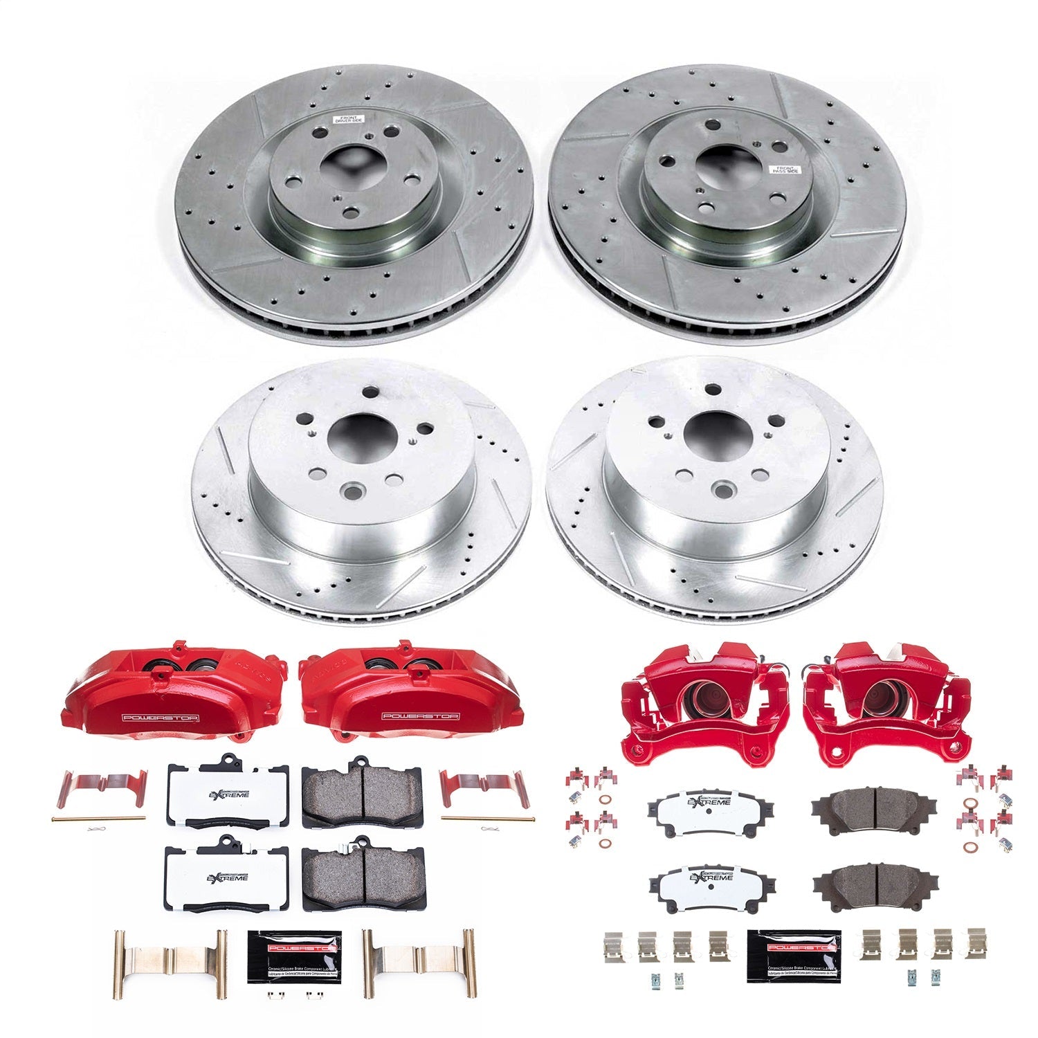 PowerStop Front and Rear Z26 Street Kit with Calipers | 2014–2015 Lexus IS350 (KC6947-26)