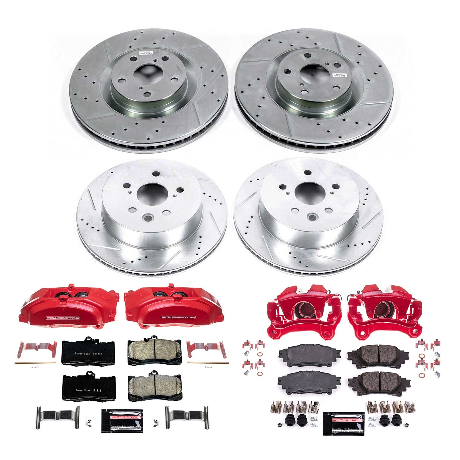 PowerStop Front & Rear Z23 Evolution Kit with Calipers | 2014–2015 Lexus IS350 (KC6947)