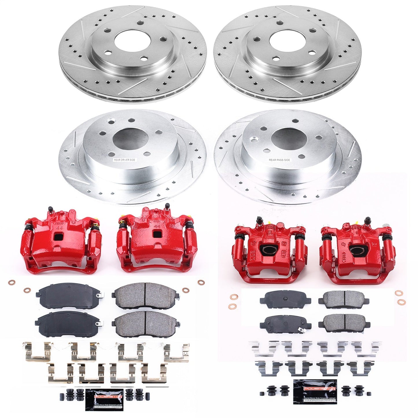 PowerStop Front & Rear Z23 Evolution Sport Brake Kit with Calipers | 2017–2018 Nissan Sentra (KC6960A)