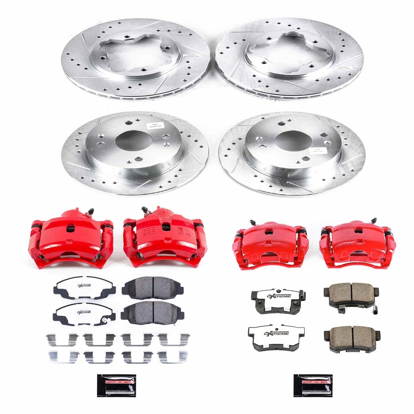 PowerStop Front & Rear Z26 Street Warrior Brake Kit with Calipers | 1991–1997 Honda Accord (KC698-26)