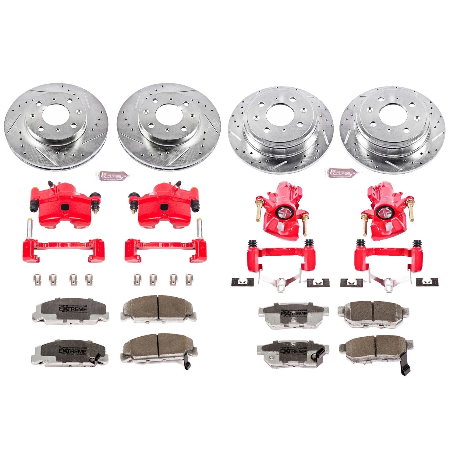 PowerStop Front & Rear Z26 Street Warrior Brake Kit with Calipers | 1992–1995 Honda Civic (KC700-26)