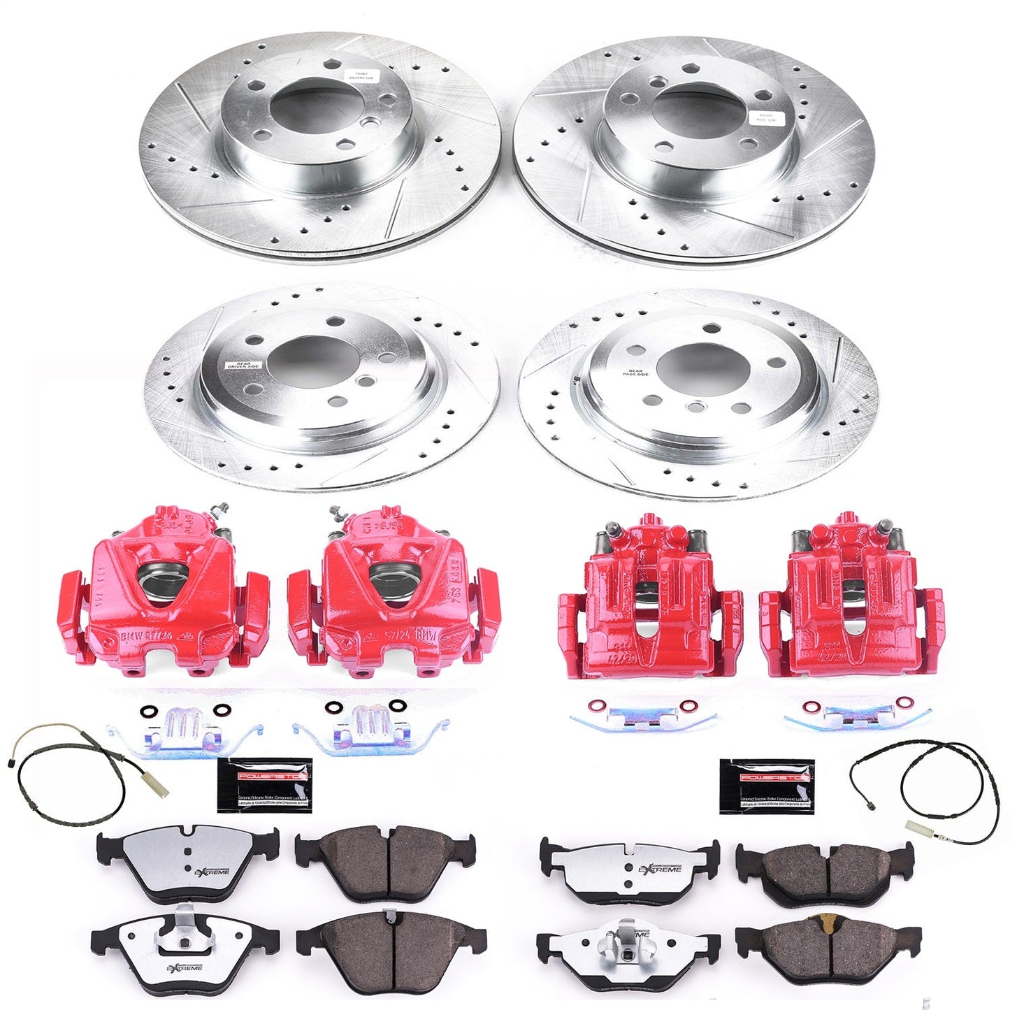 PowerStop Front & Rear Z26 Street Warrior Brake Kit with Calipers | 2013–2015 BMW X1 (KC7025-26)