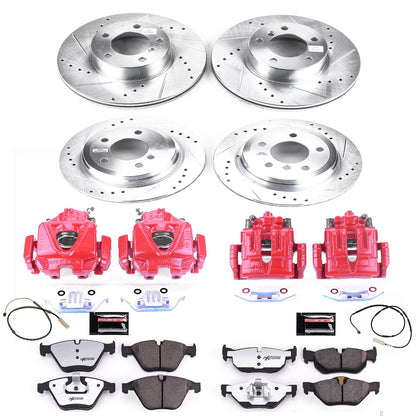 PowerStop Front & Rear Z26 Street Warrior Brake Kit with Calipers | 2013–2015 BMW X1 (KC7025-26)
