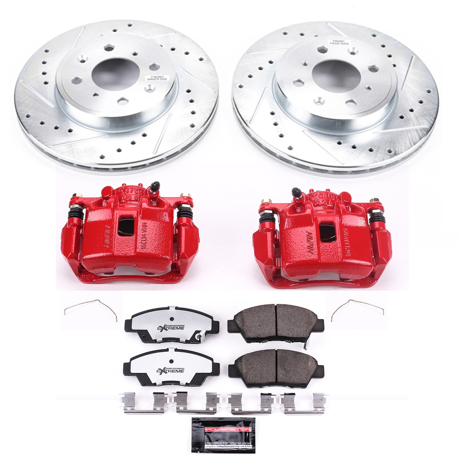 PowerStop Front Z26 Street Warrior Brake Kit with Calipers | 2015–2019 Honda Fit (KC7032A-26)