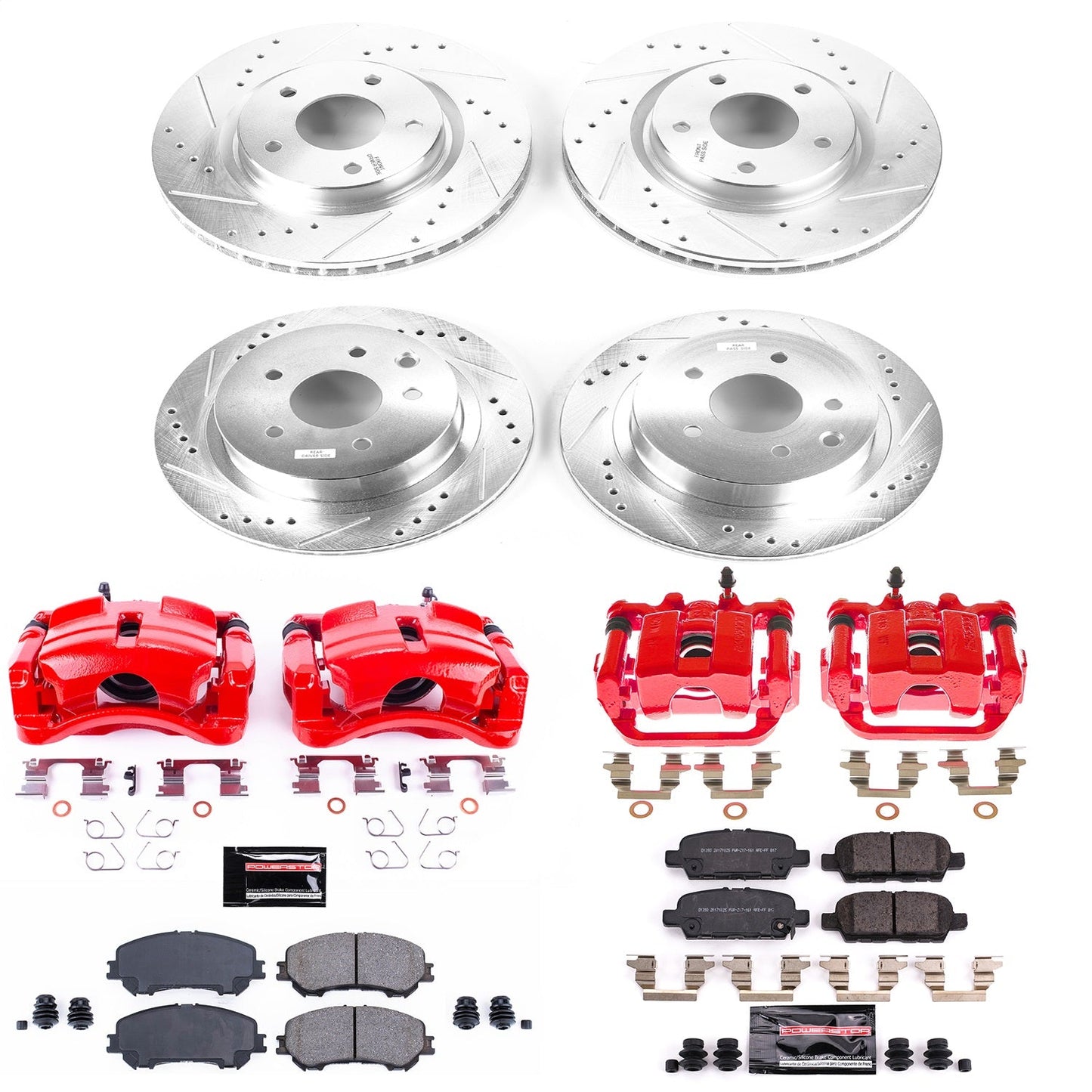 PowerStop Front & Rear Z23 Evolution Sport Brake Kit with Calipers | 2014–2019 Nissan Rogue (KC7035A)