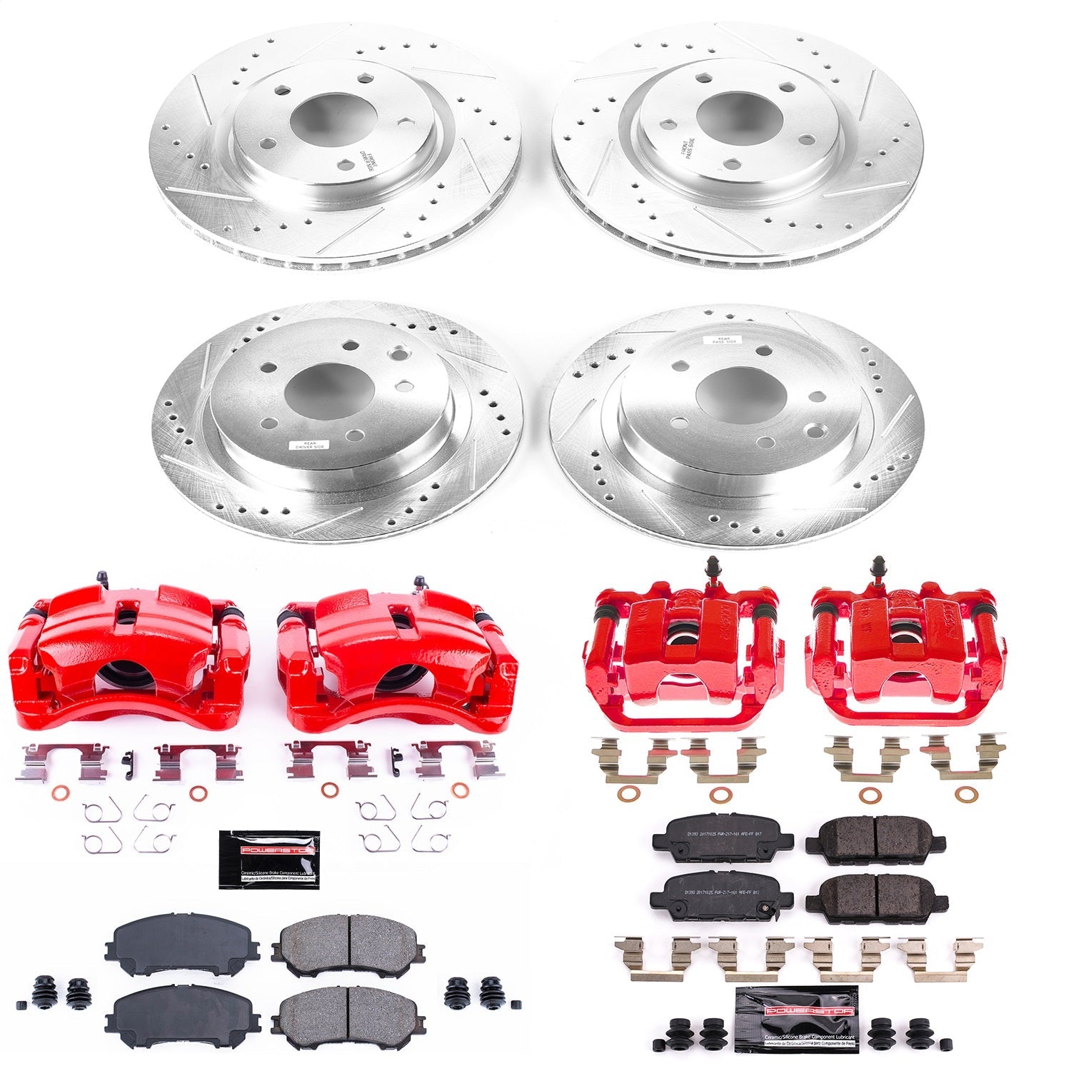 PowerStop Front & Rear Z23 Evolution Sport Brake Kit with Calipers | 2014–2019 Nissan Rogue (KC7035A)