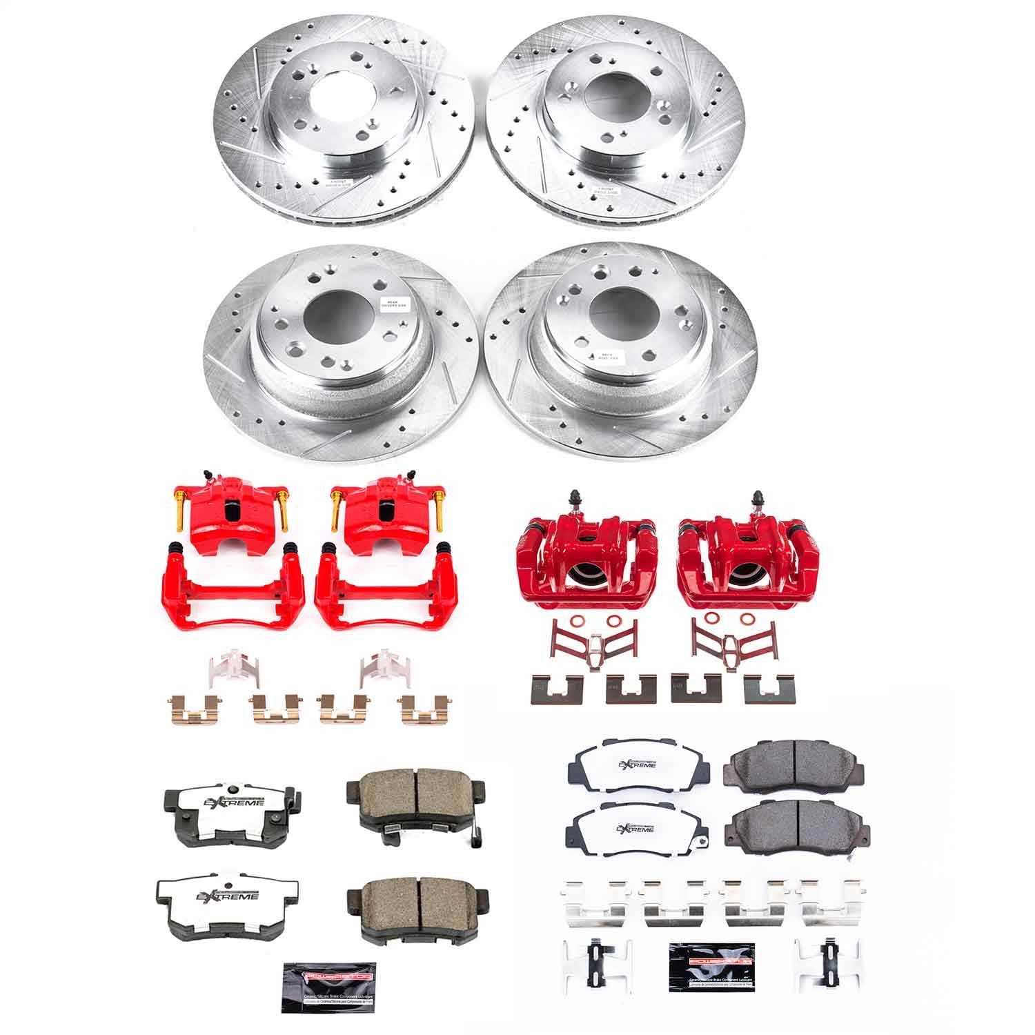 PowerStop Front & Rear Z26 Street Warrior Brake Kit with Calipers | 1995–1998 Honda Odyssey (KC705-26)
