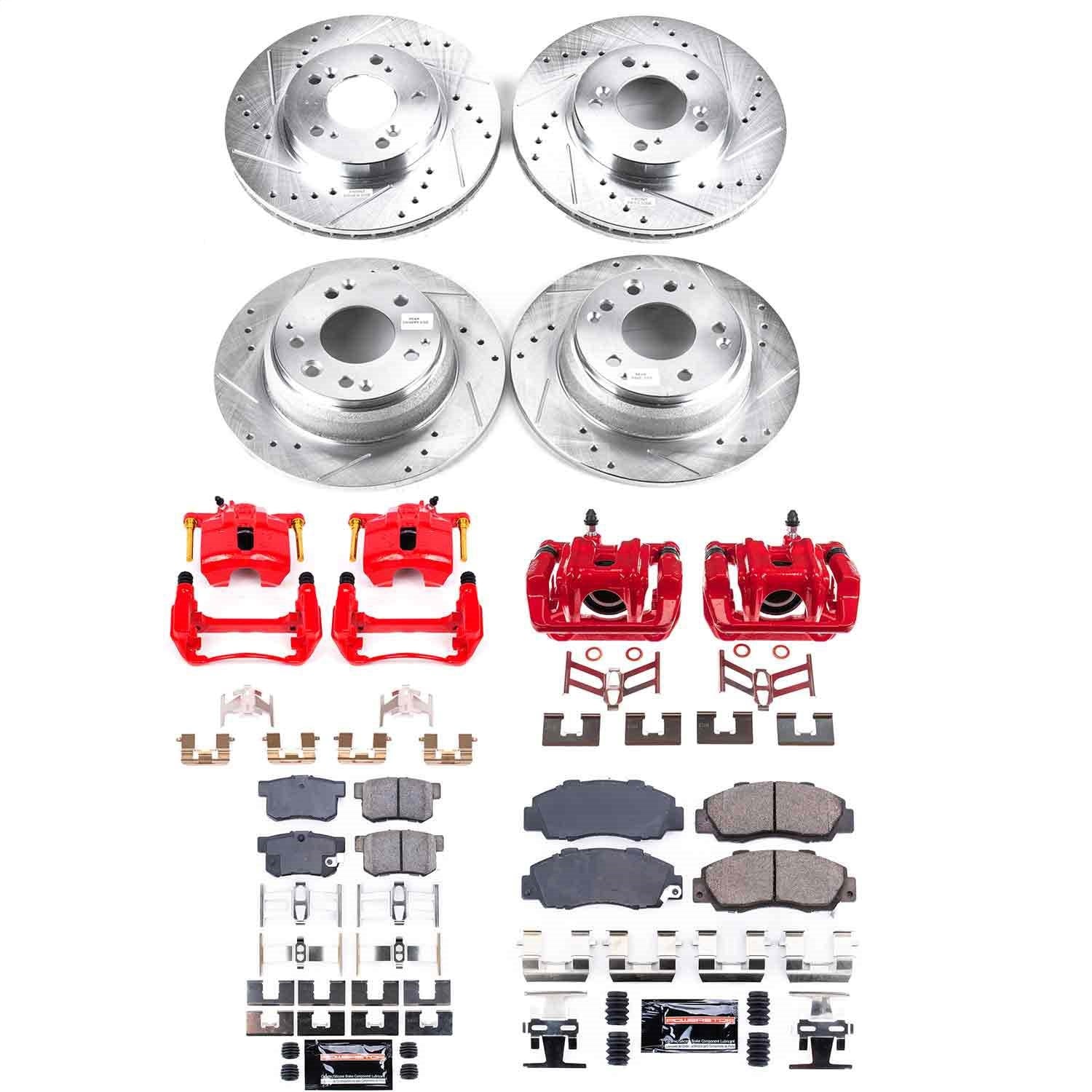 PowerStop Front & Rear Z23 Evolution Sport Brake Kit with Calipers | 1995–1998 Honda Odyssey (KC705)