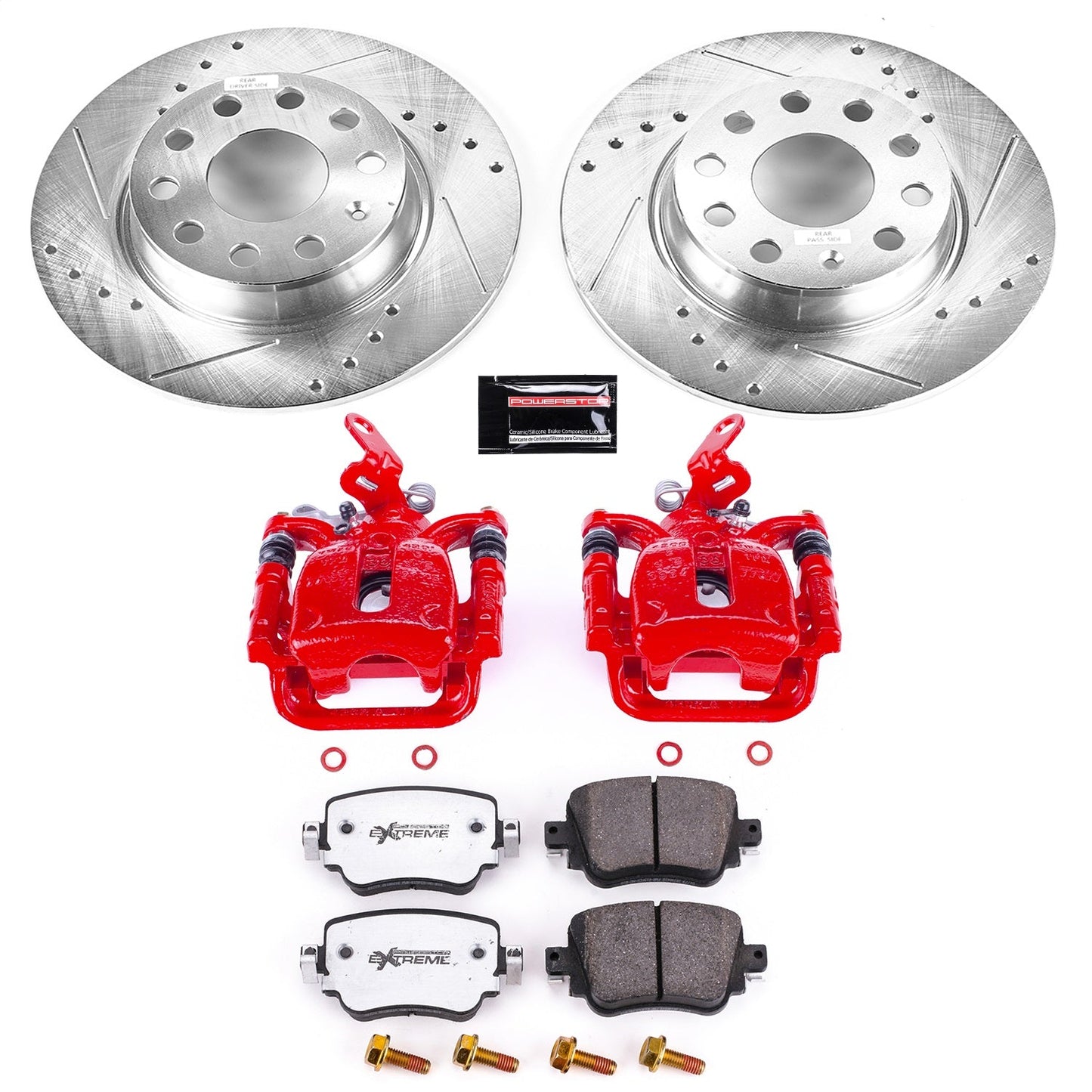 PowerStop Rear Z26 Street Warrior Brake Kit with Calipers | 2015–2018 Volkswagen Golf (KC7053-26)