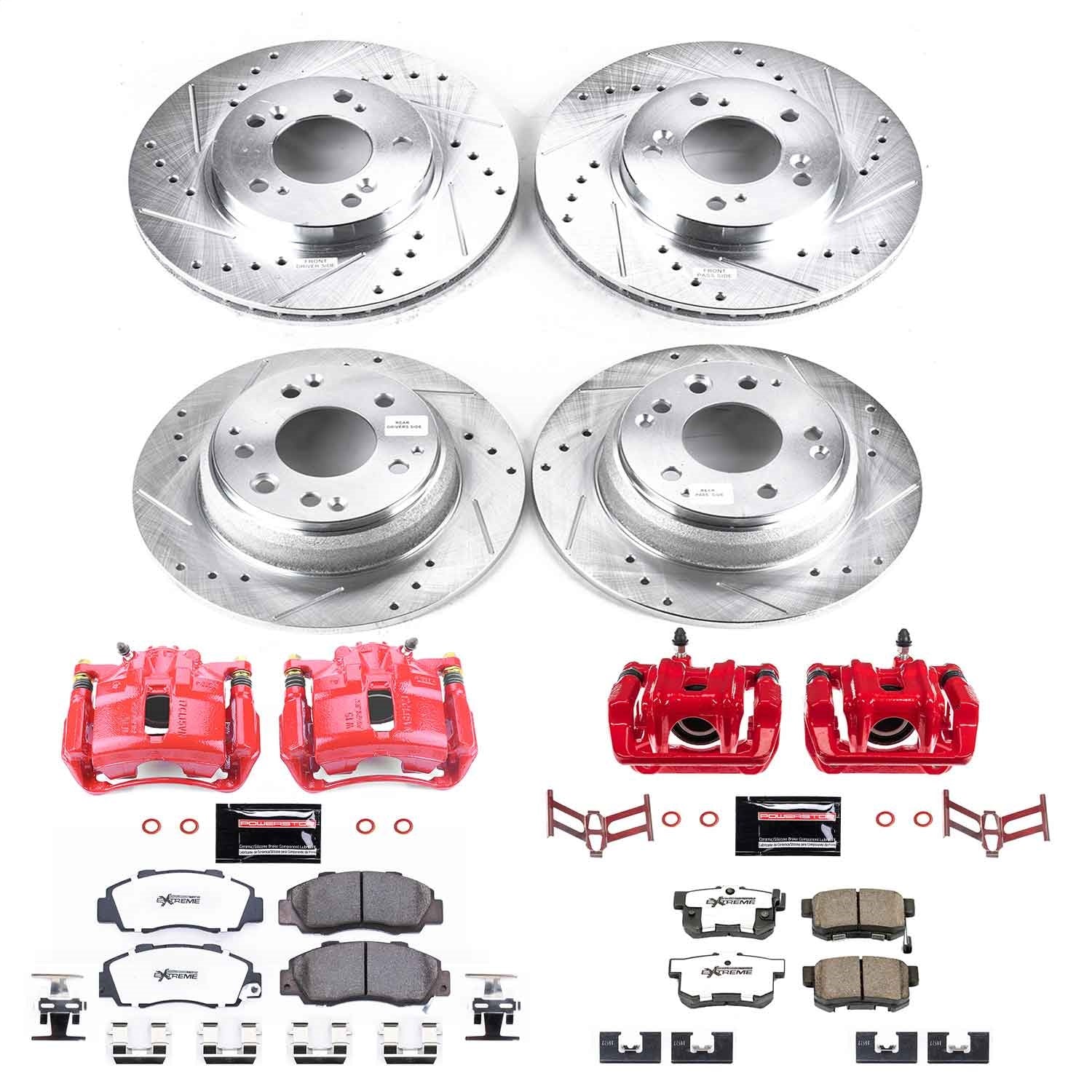 PowerStop Front & Rear Z26 Street Warrior Brake Kit with Calipers | 1996–1998 Acura RL (KC705A-26)