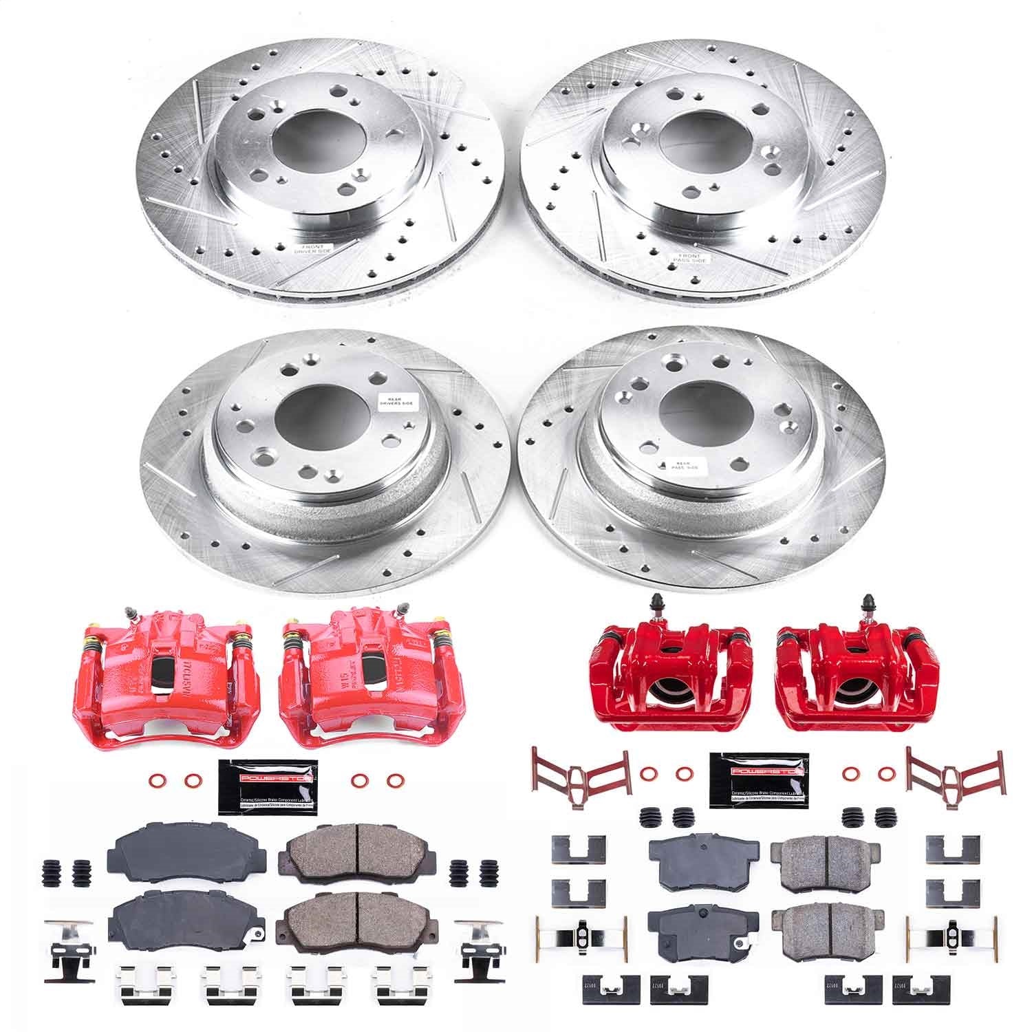 PowerStop Front & Rear Z23 Evolution Sport Brake Kit with Calipers | 1996–1998 Acura RL (KC705A)