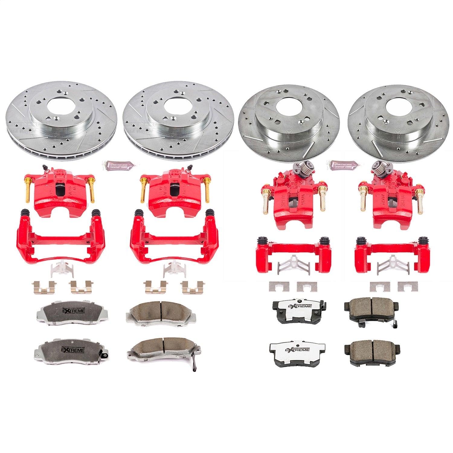 PowerStop Front & Rear Z26 Street Warrior Brake Kit with Calipers | 1997–2001 Honda Prelude (KC706-26)