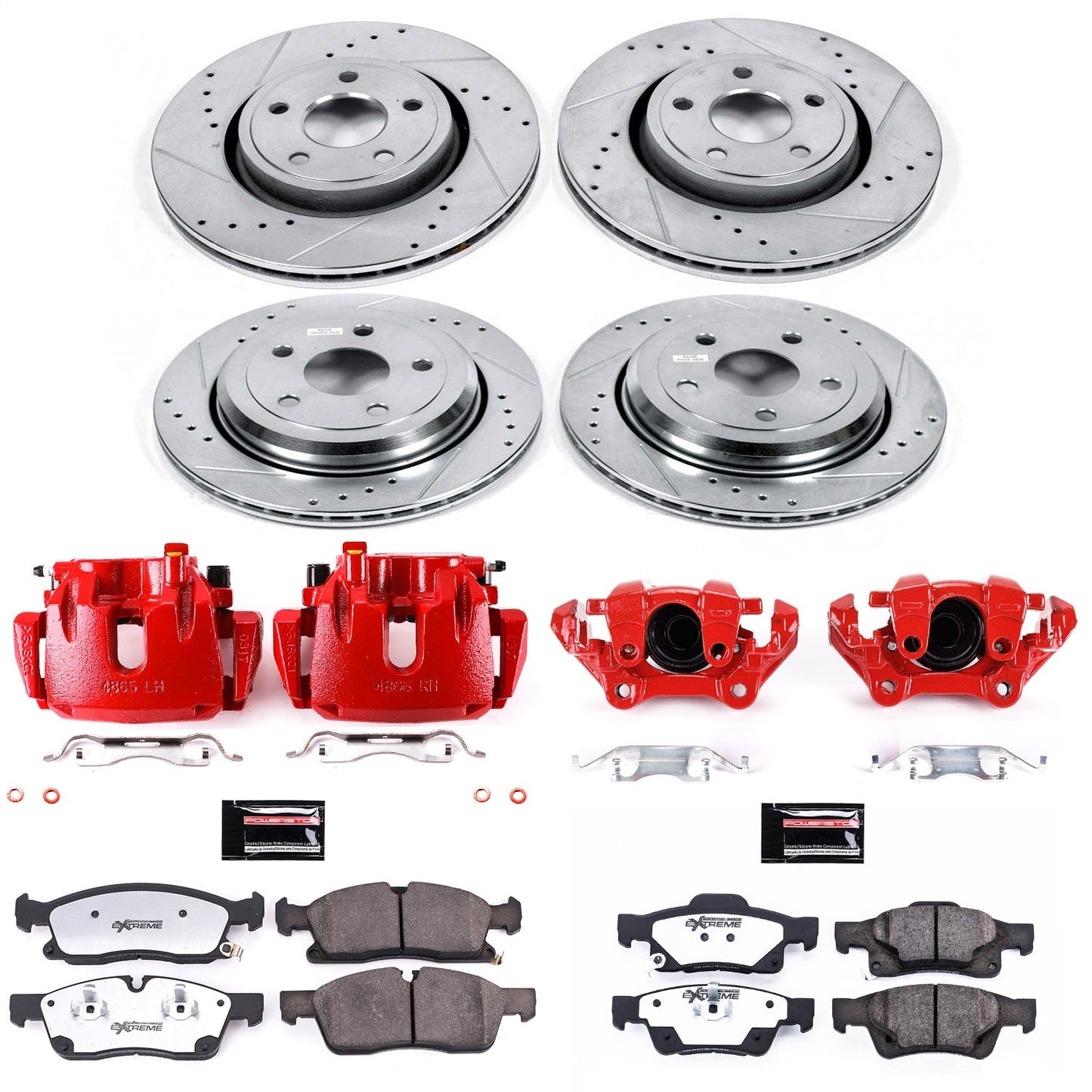 PowerStop Front and Rear Z36 Truck & Tow Kit with Calipers | 2016–2019 Jeep Grand Cherokee (KC7136-36)