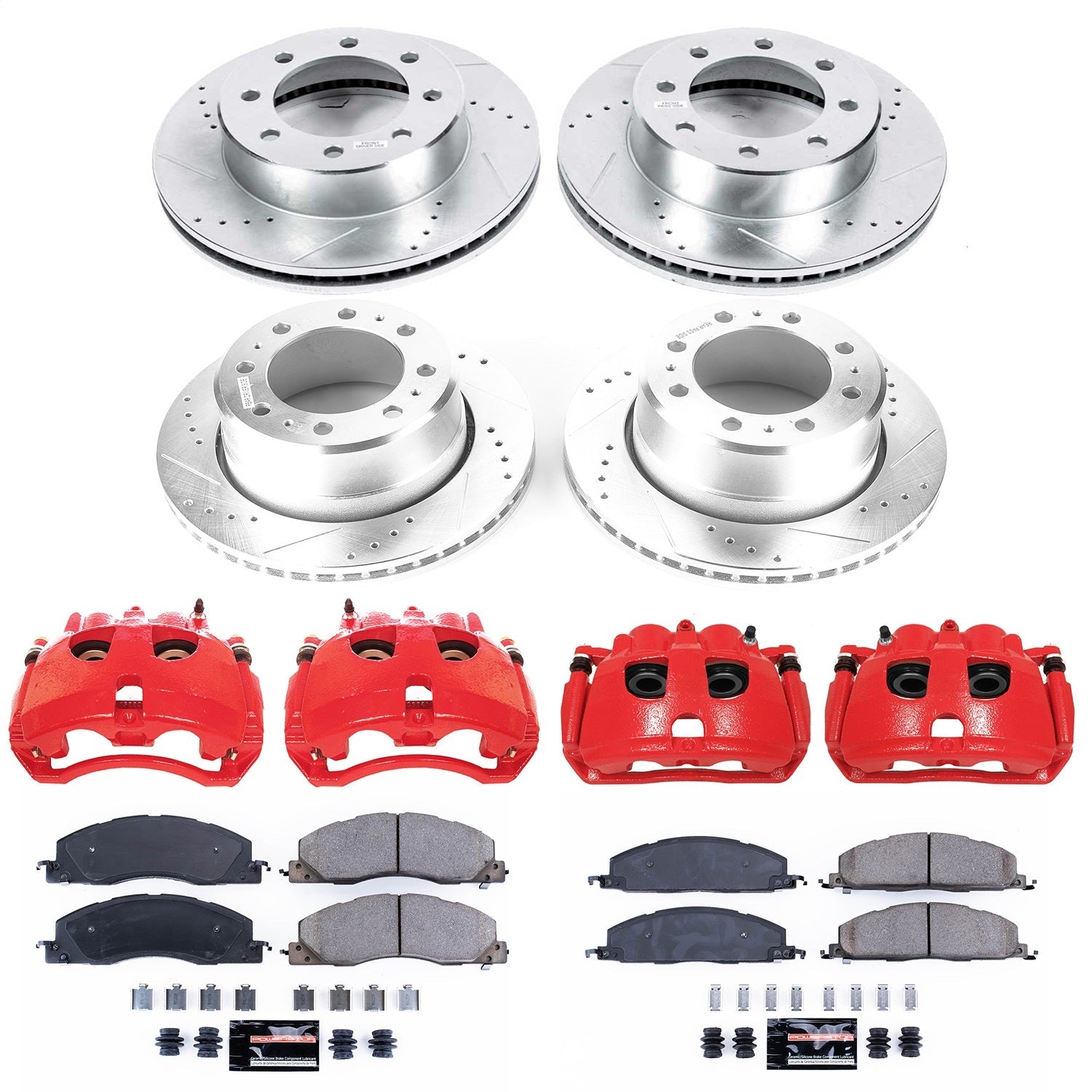 PowerStop Front & Rear Z23 Evolution Kit with Calipers | 2013–2018 Ram 3500 (KC7141)