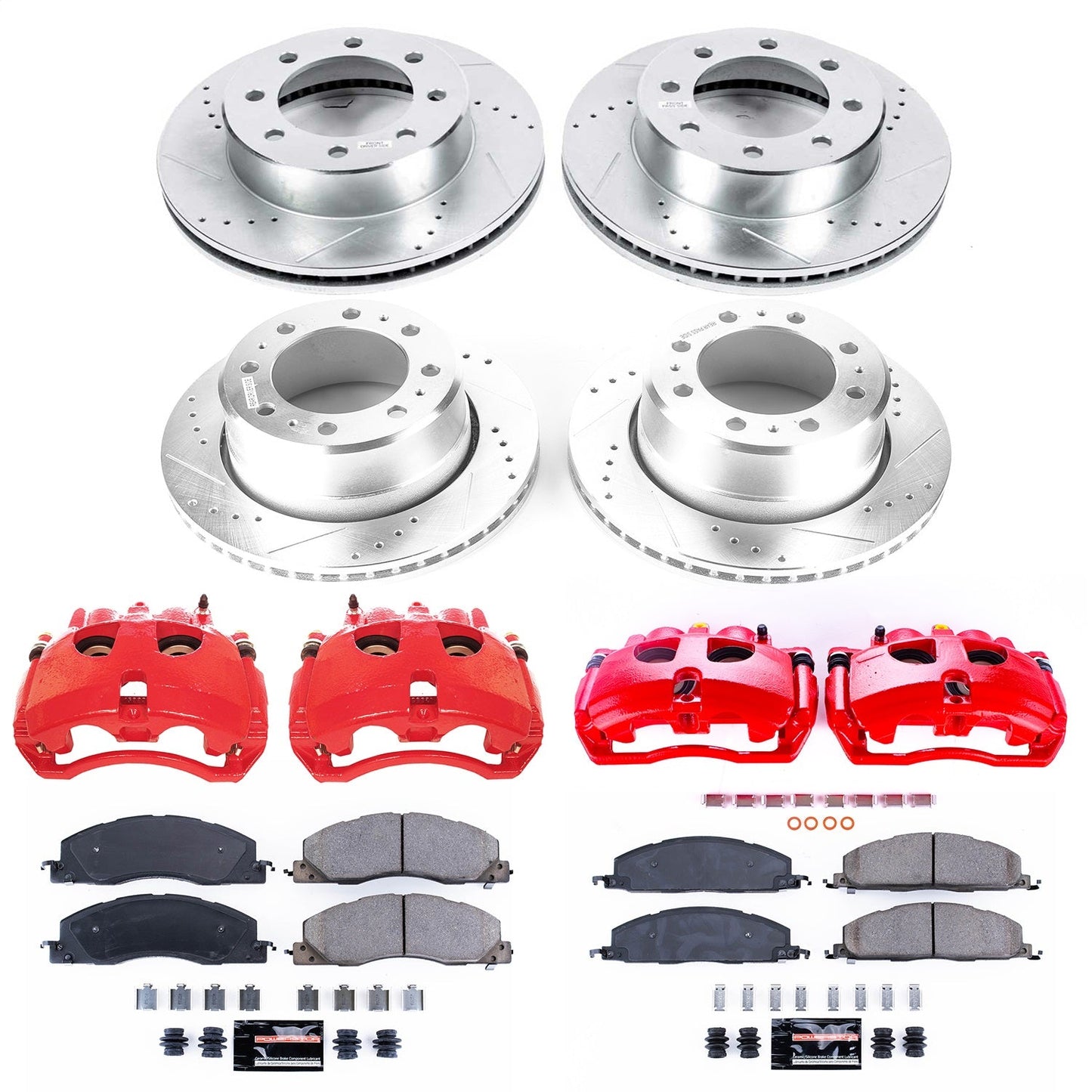 PowerStop Front & Rear Z23 Evolution Kit with Calipers | 2013–2018 Ram 3500 (KC7141A)