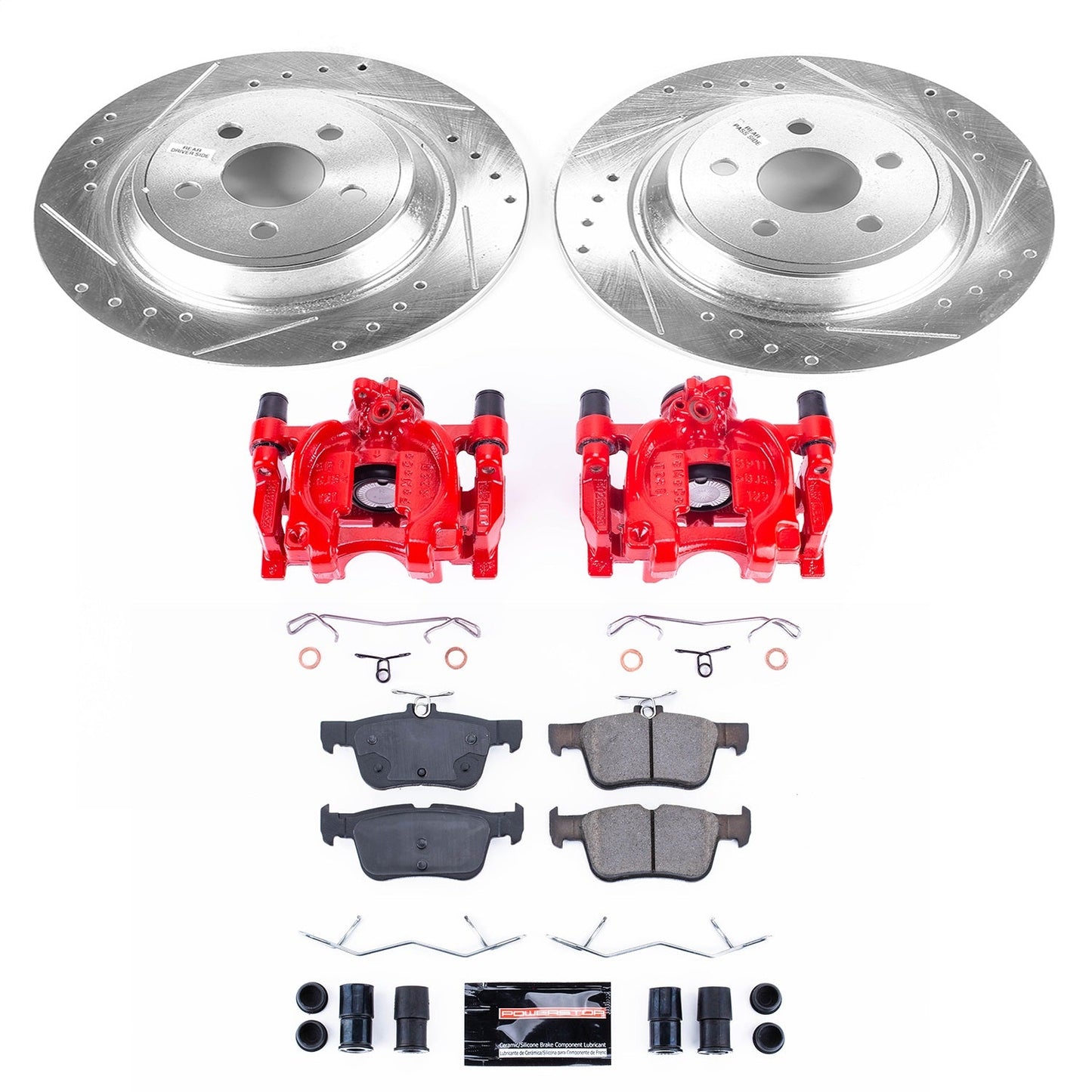PowerStop Rear Brake Kit with Calipers | 2015–2019 Ford Edge (KC7144A)