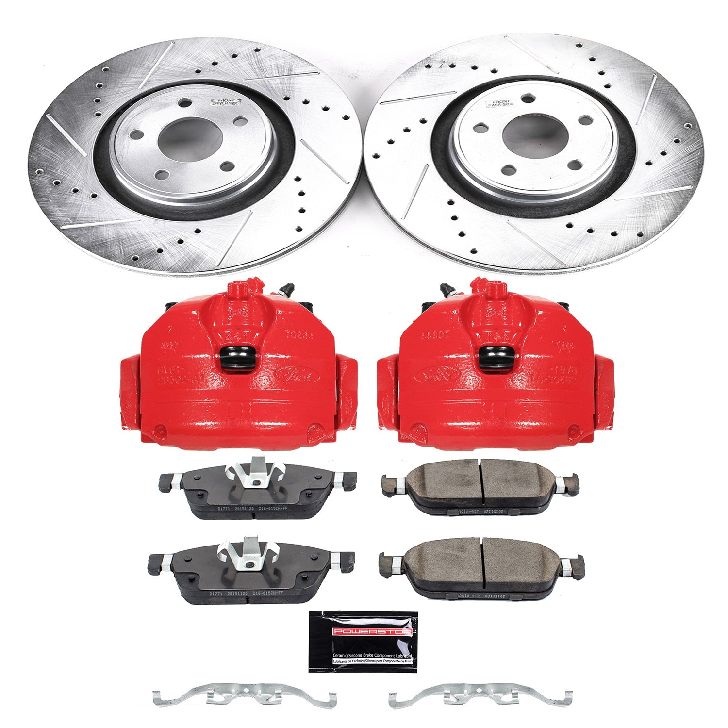 PowerStop Front Z23 Evolution Sport Brake Kit with Calipers | 2015–2018 Ford Focus (KC7147)