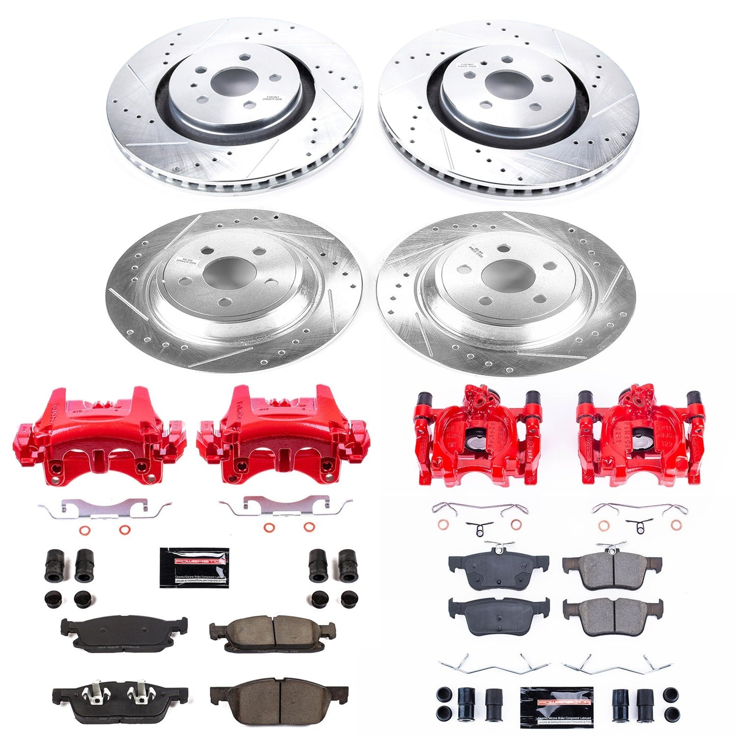 PowerStop Front & Rear Z23 Evolution Sport Brake Kit with Calipers | 2015–2019 Ford Edge (KC7231)