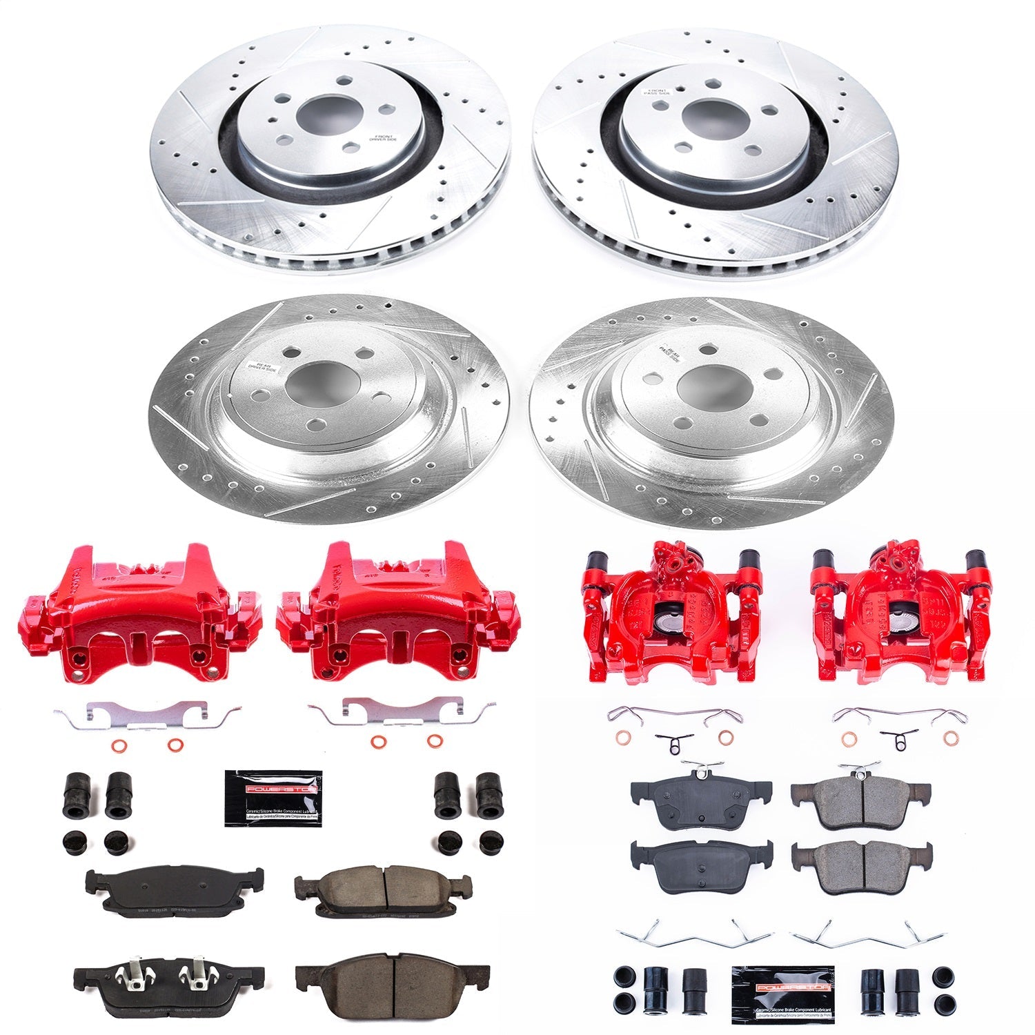 PowerStop Front & Rear Z23 Evolution Sport Brake Kit with Calipers | 2015–2019 Ford Edge (KC7231)