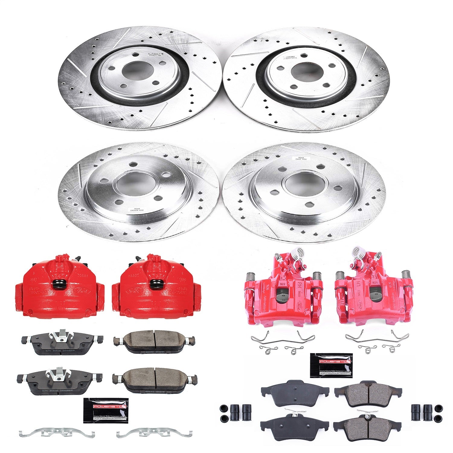 PowerStop Front & Rear Z23 Evolution Sport Brake Kit with Calipers | 2015–2018 Ford Focus (KC7233)
