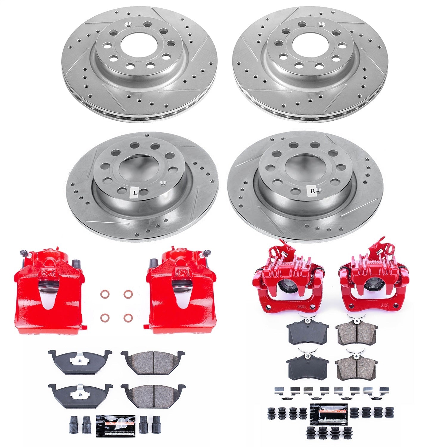 PowerStop Front & Rear Z23 Evolution Sport Brake Kit with Calipers | 2013–2015 Volkswagen Jetta (KC7242)
